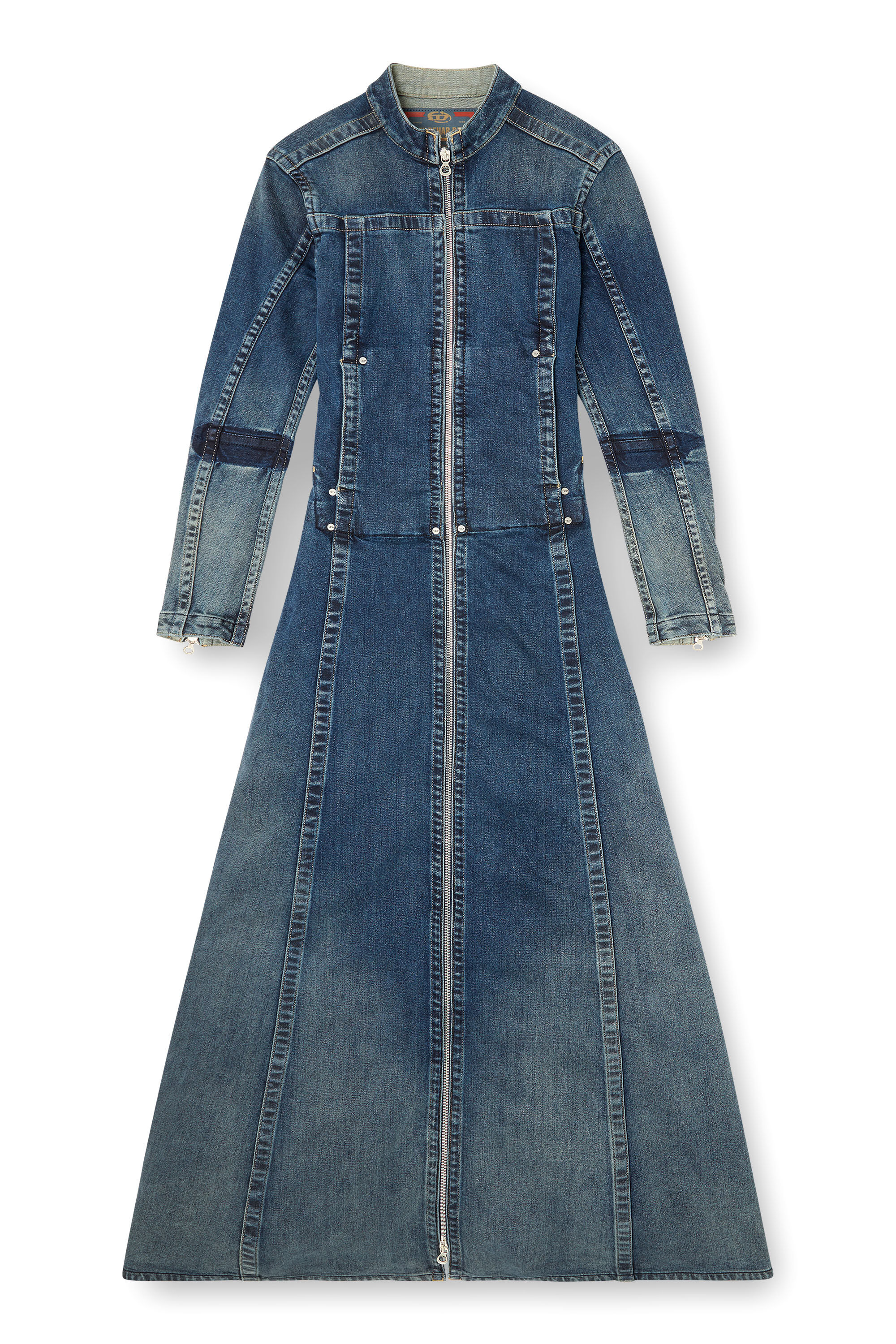 Diesel - DE-RO1-RE-FSG, Damen Maxikleid aus Rehab-Denim in Mittelblau - 2