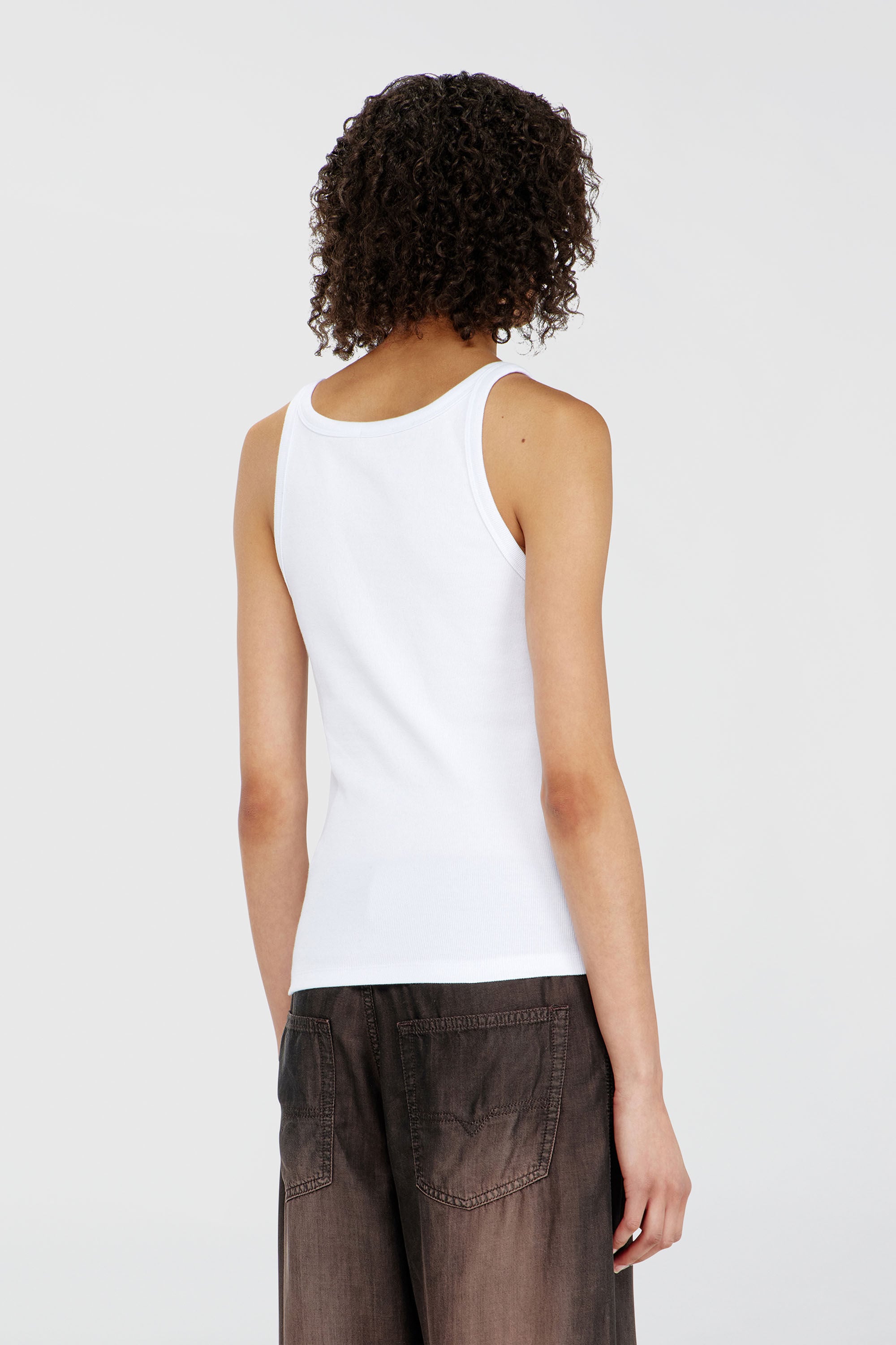 Diesel - T-WIFE-OD, Damen Schmales Tanktop mit lasergeschnittenem Oval D in Wei&szlig; - 4
