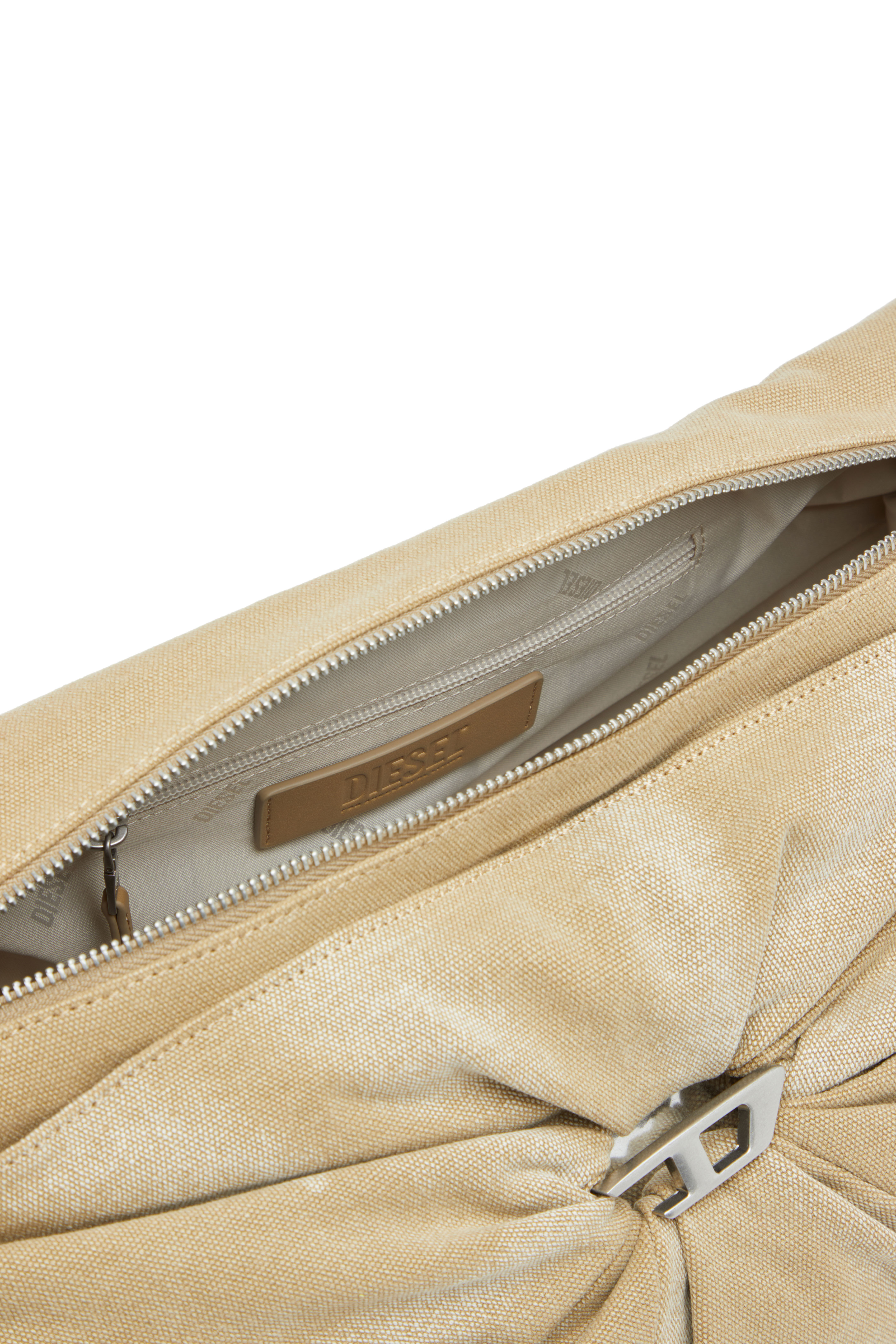 Diesel - SCRUNCH-D CROSSBODY L, Damen Scrunch-D L-Knitter-Seesack aus behandeltem Canvas in Beige - 5