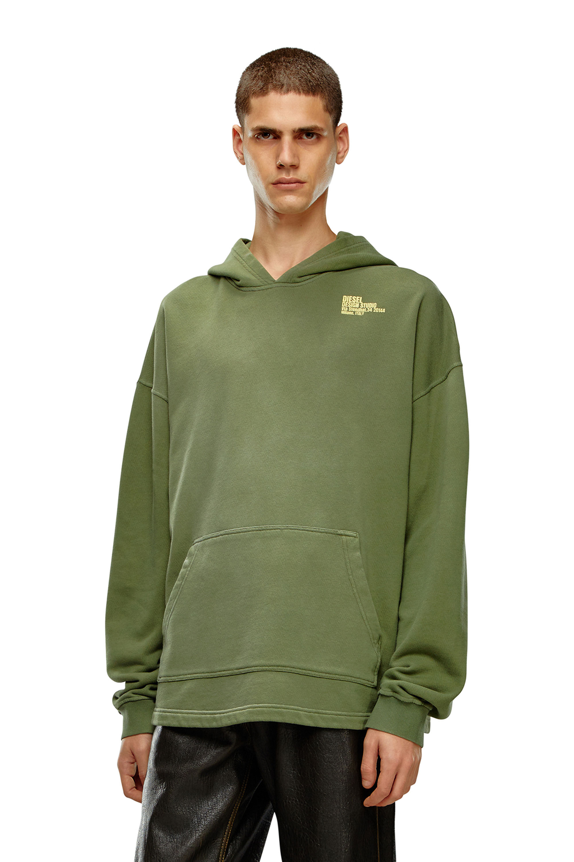 Diesel - S-BUNT-HOOD, Herren Hoodie mit Diesel Design Studio-Print in Olivgrün - 3