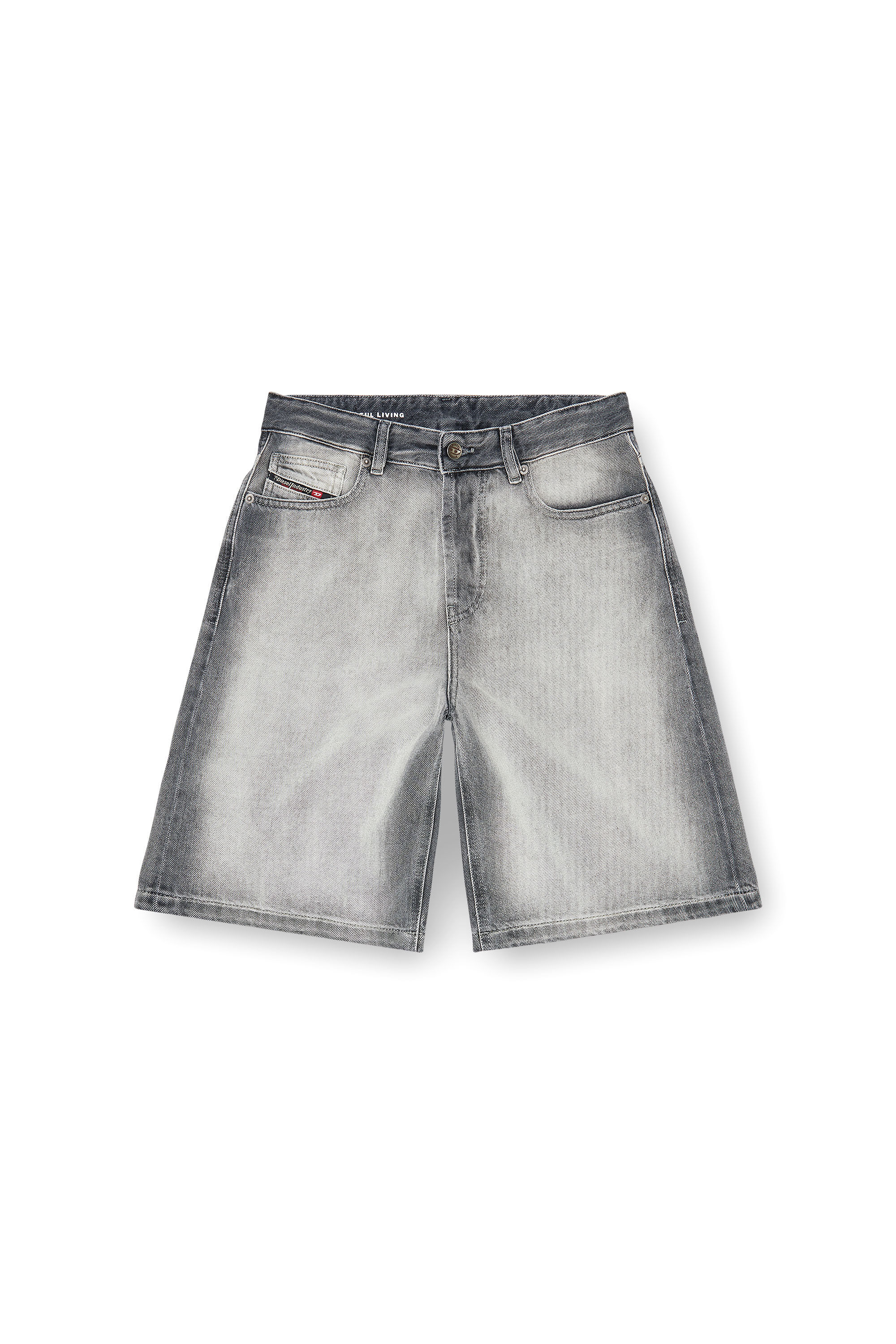 Diesel - DE-SIRE-SHORT-FSI, Damen Shorts aus weichem Skeleton-Denim in Grau - 2