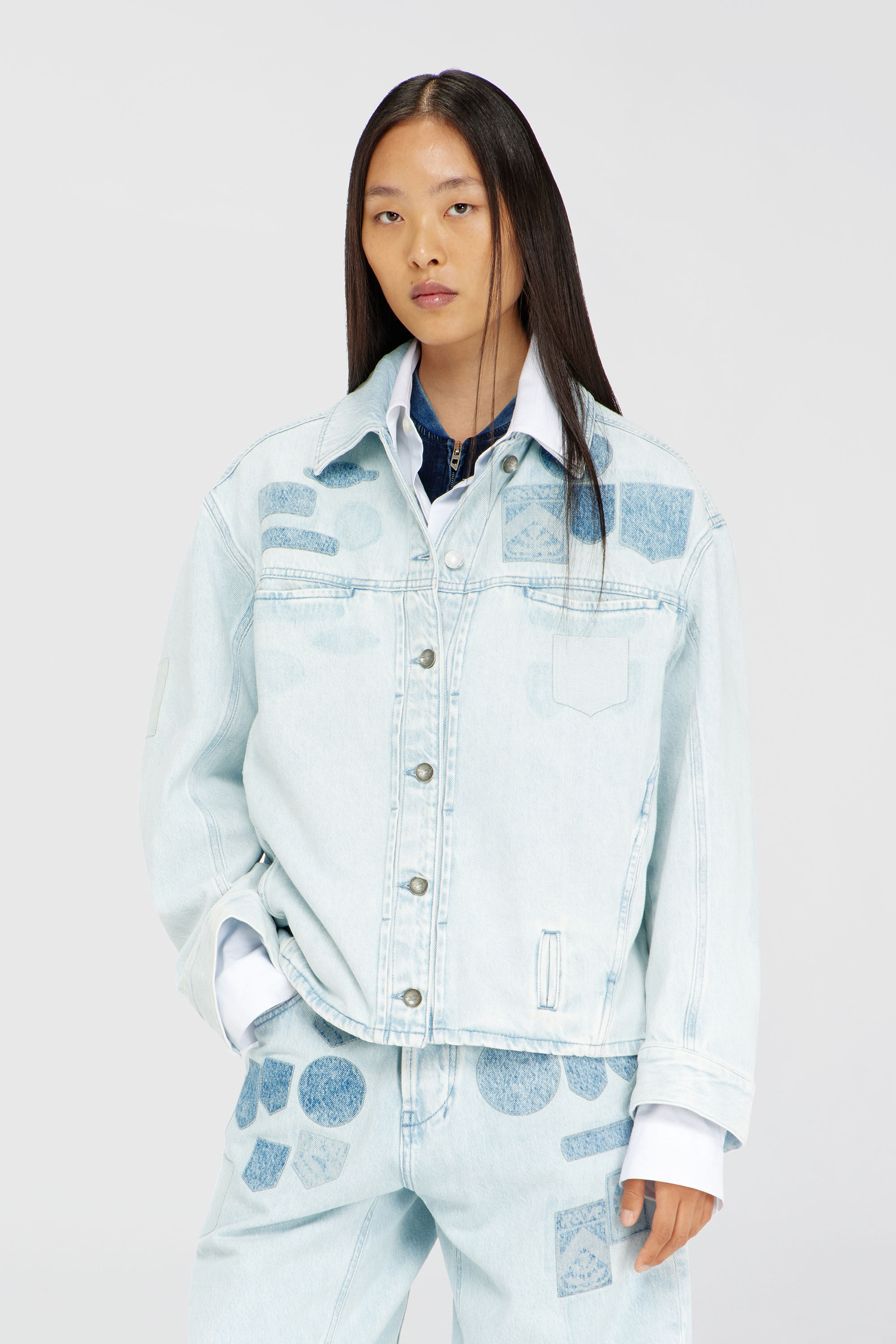 Diesel - D-RYMAVO-S, Unisex Denim overshirt mit patch-effekten in Hellblau - 6