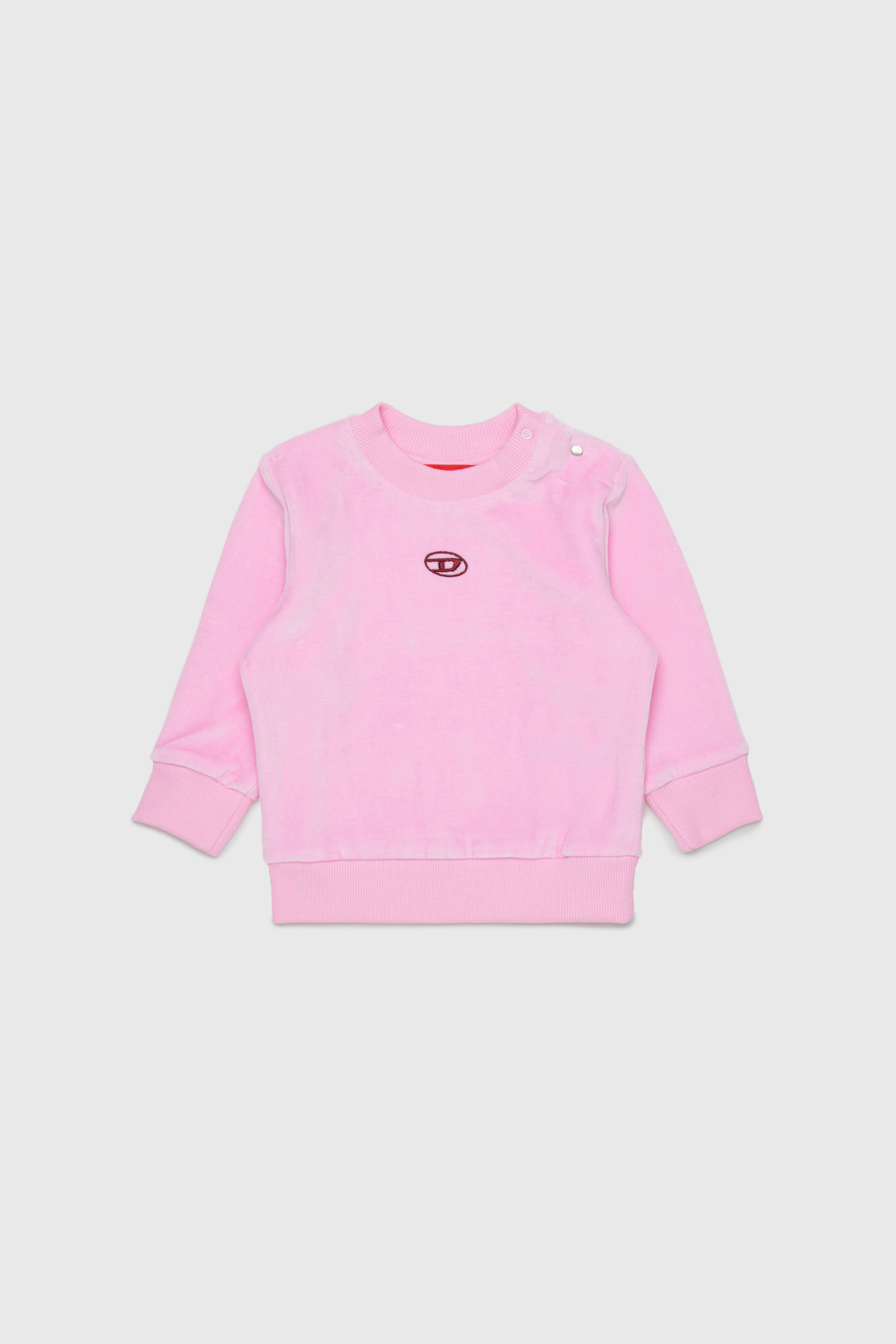 Diesel - SHENIB, Herren Sweatshirt aus Samt mit Oval D Stickerei in Rosa - 1