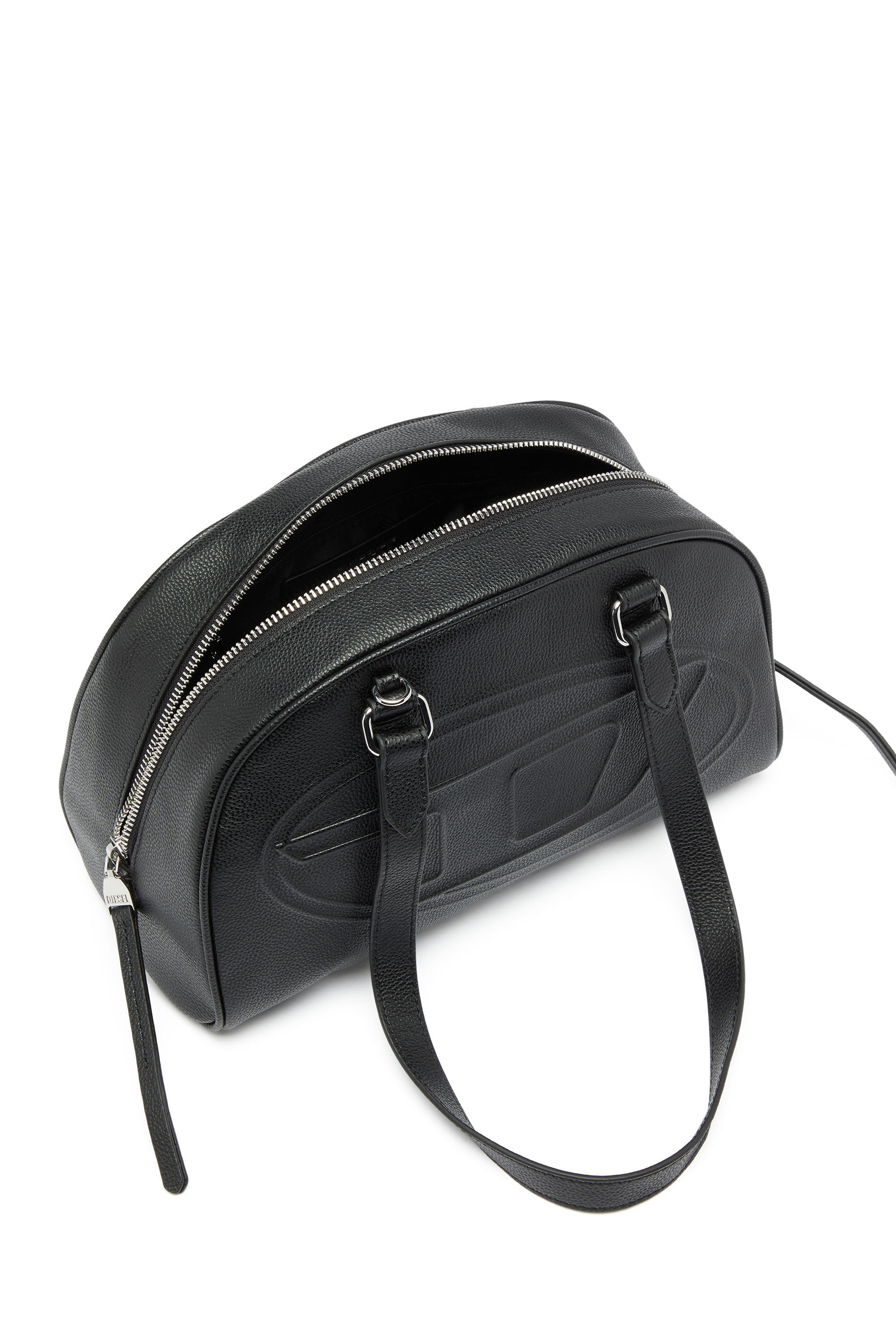 Diesel - 1DR DOME SHOULDER, Unisex 1DR Dome - Boston Bag aus Leder mit gepr&auml;gtem Logo in Schwarz - 4