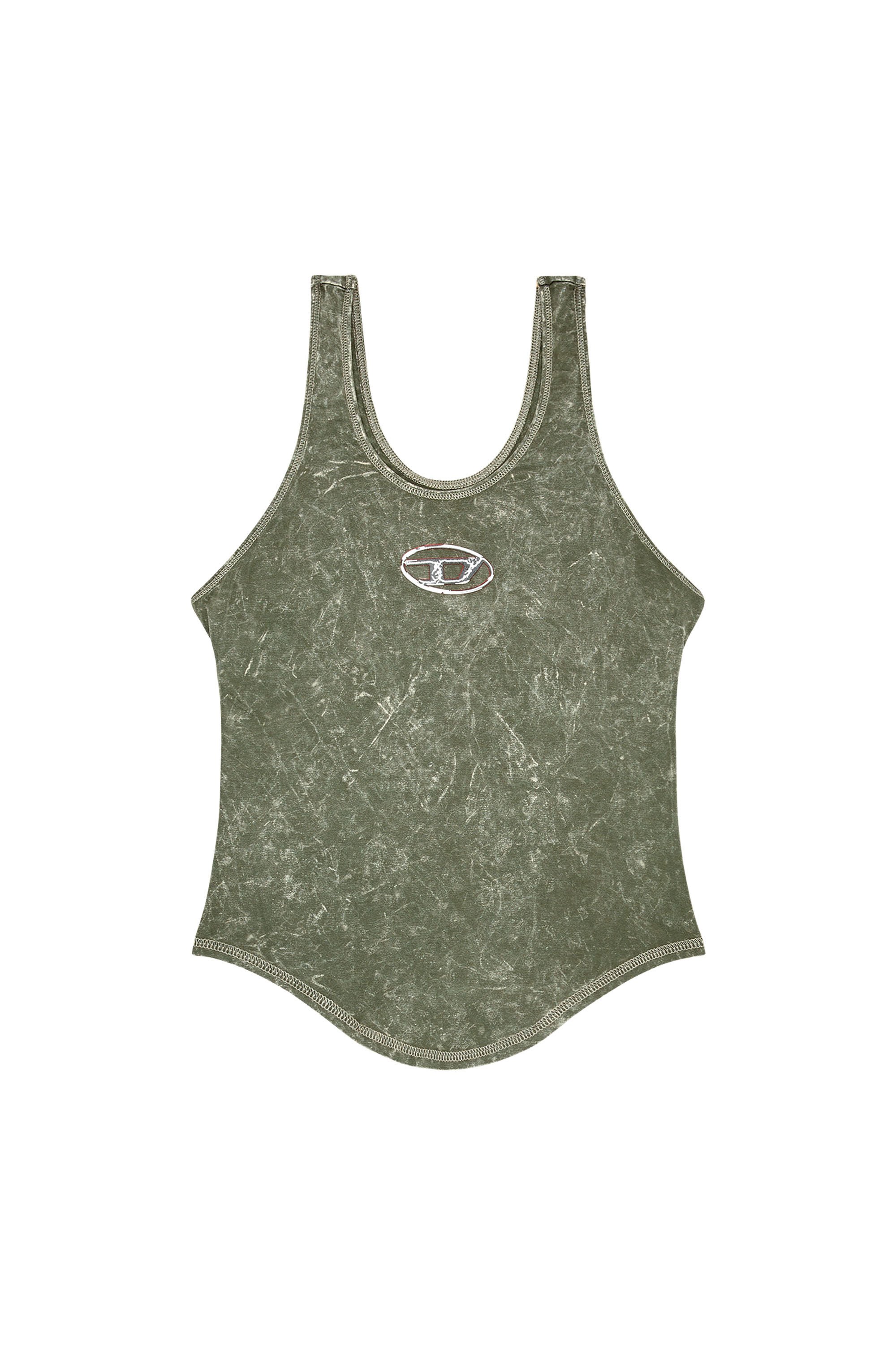 Diesel - T-AVENA-P1, Damen Rückenfreies Top mit marmoriertem Effekt in Grün - Image 2
