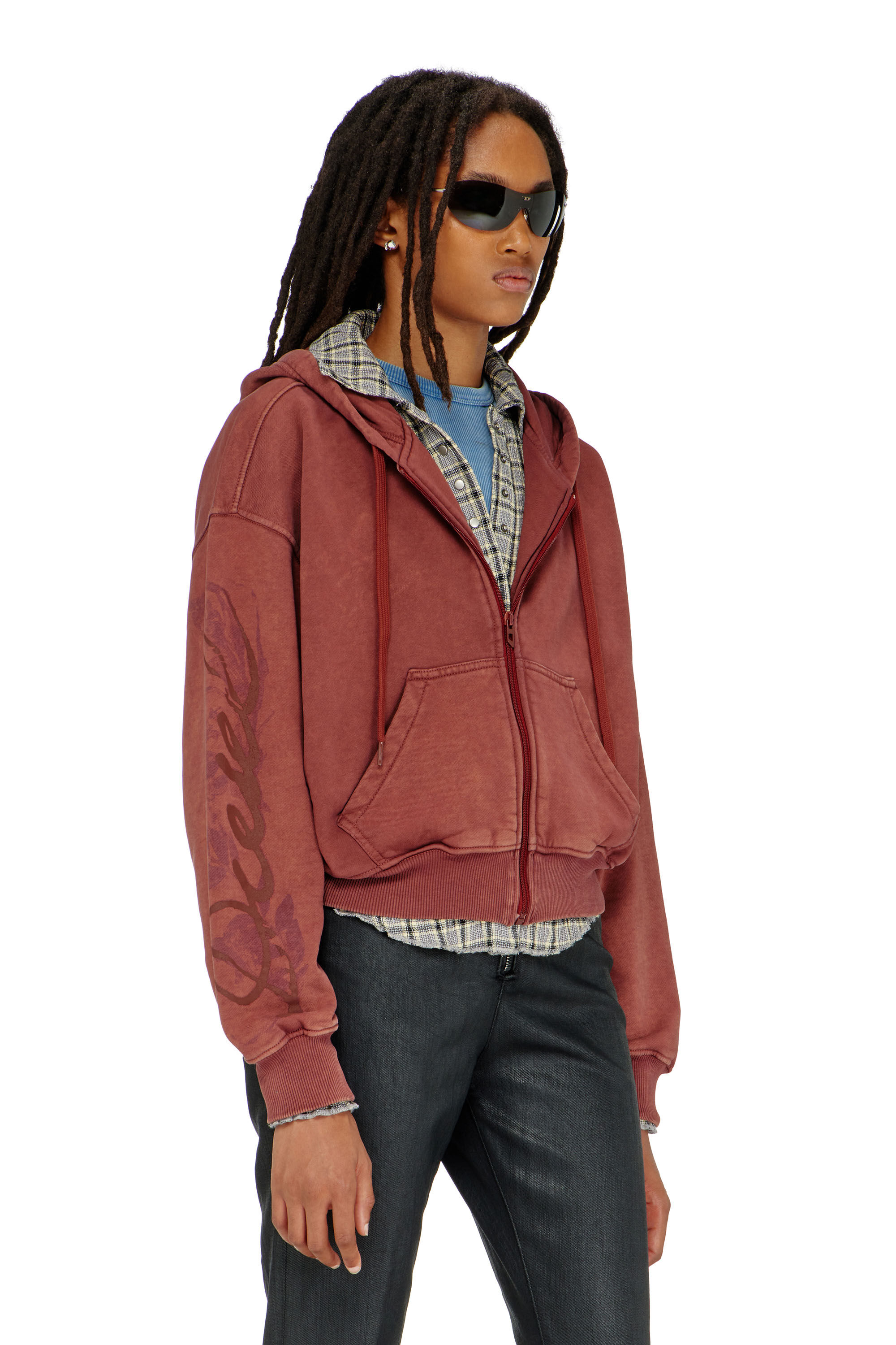 Diesel - F-ELYCY, Damen Sweatjacke mit floralem Logo im puff-print in null - 3