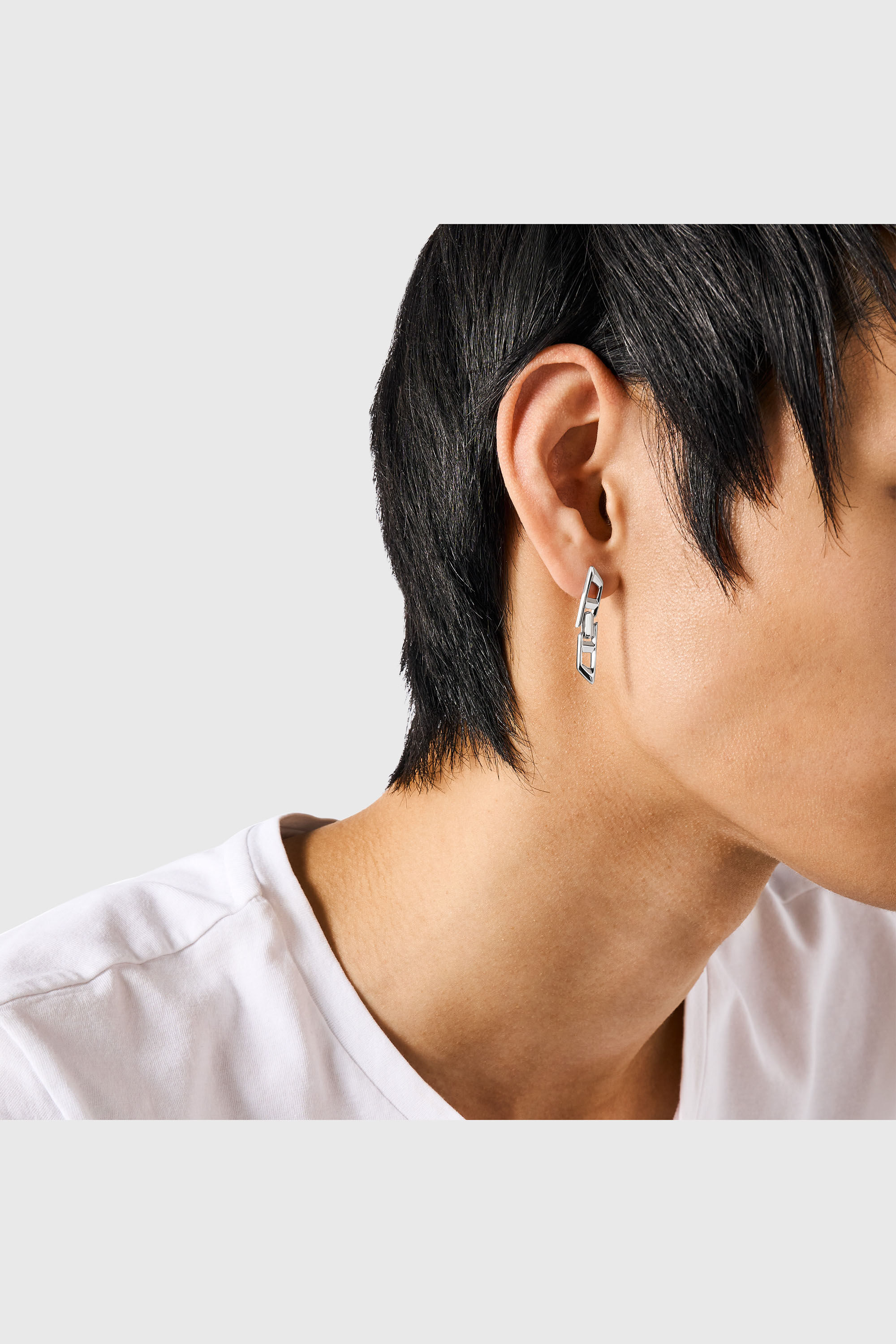 Diesel - DL1348040 STERLING SILVER JEWEL, Unisex D Logo-Ohrring aus Sterlingsilber in Silber - 3