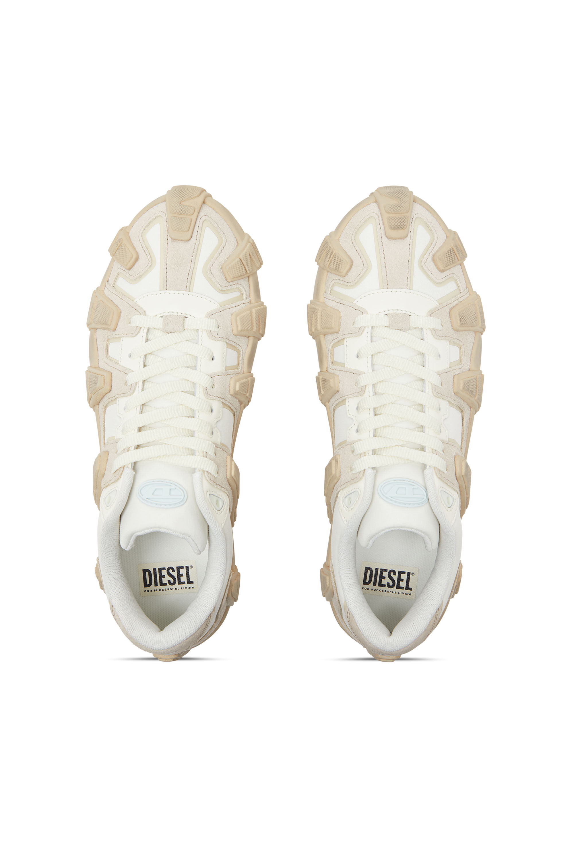 Diesel - S-D-GRIFFE LOW, Herren S-D-Griffe - Turnschuhe aus Nylon in Weiss/Beige - 4