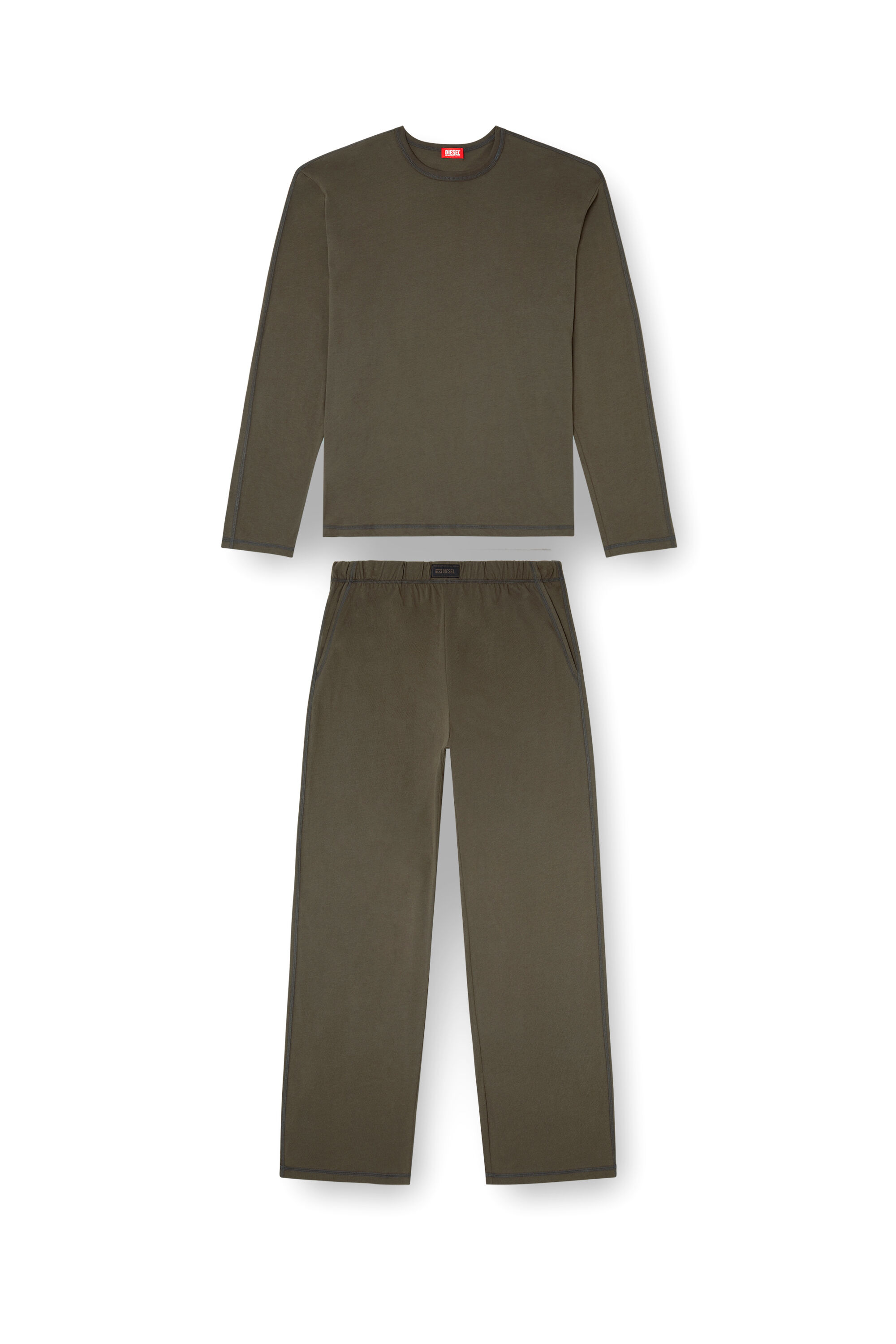 Diesel - SET-ADRIAN-UTLT, Herren Pyjamas aus Baumwolljersey in Braun - 2