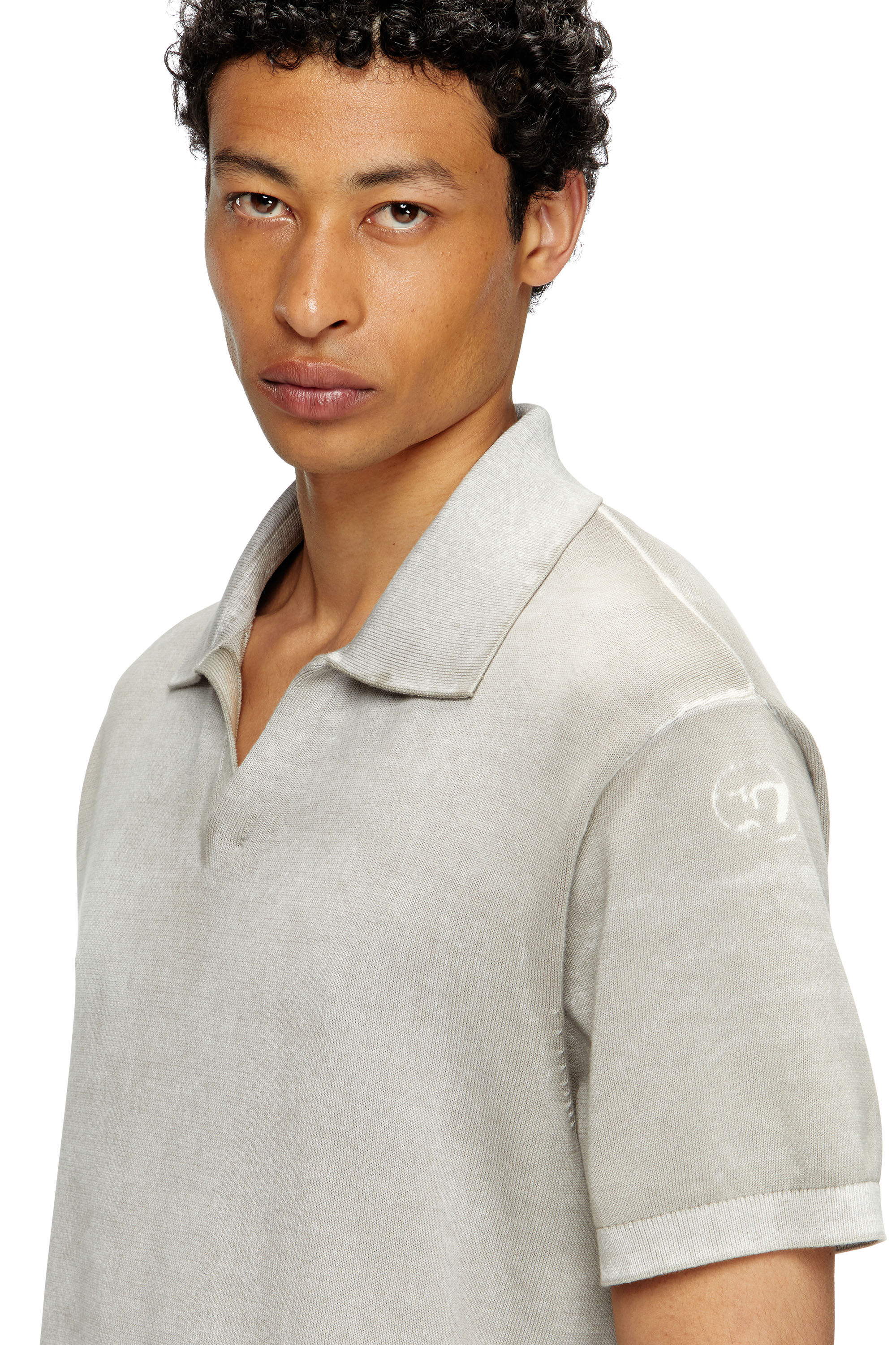 Diesel - K-LORENZO-SS, Herren Kurzarm-Polo-Pullover mit Reverse-Print in Grau - 5
