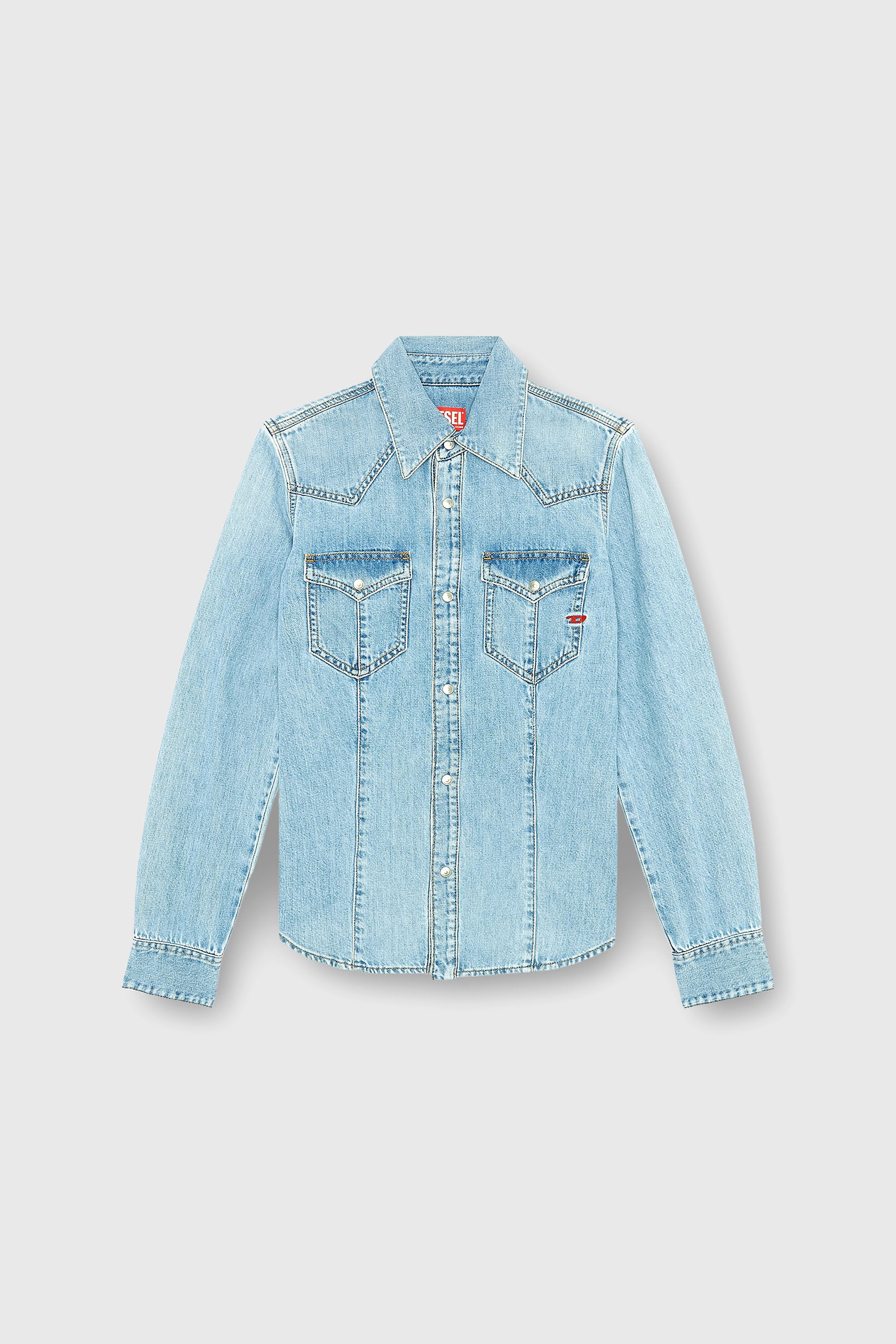 Diesel - DE-WAVES, Damen Western-Shirt aus Denim in Hellblau - 2
