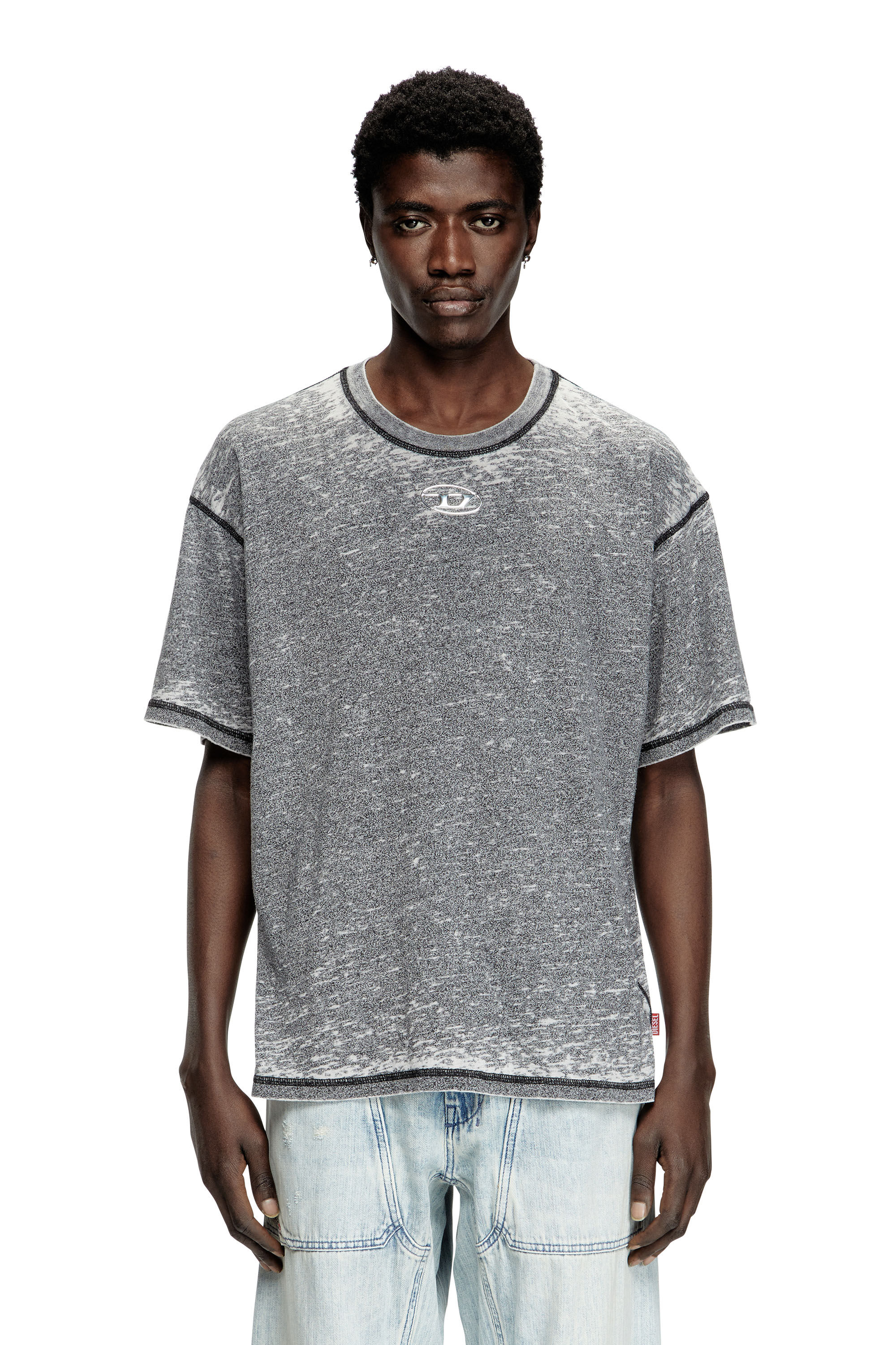 Diesel - T-BOXT-PAK, Herren Burnout-T-Shirt mit Logo aus Metall in Grau - 3
