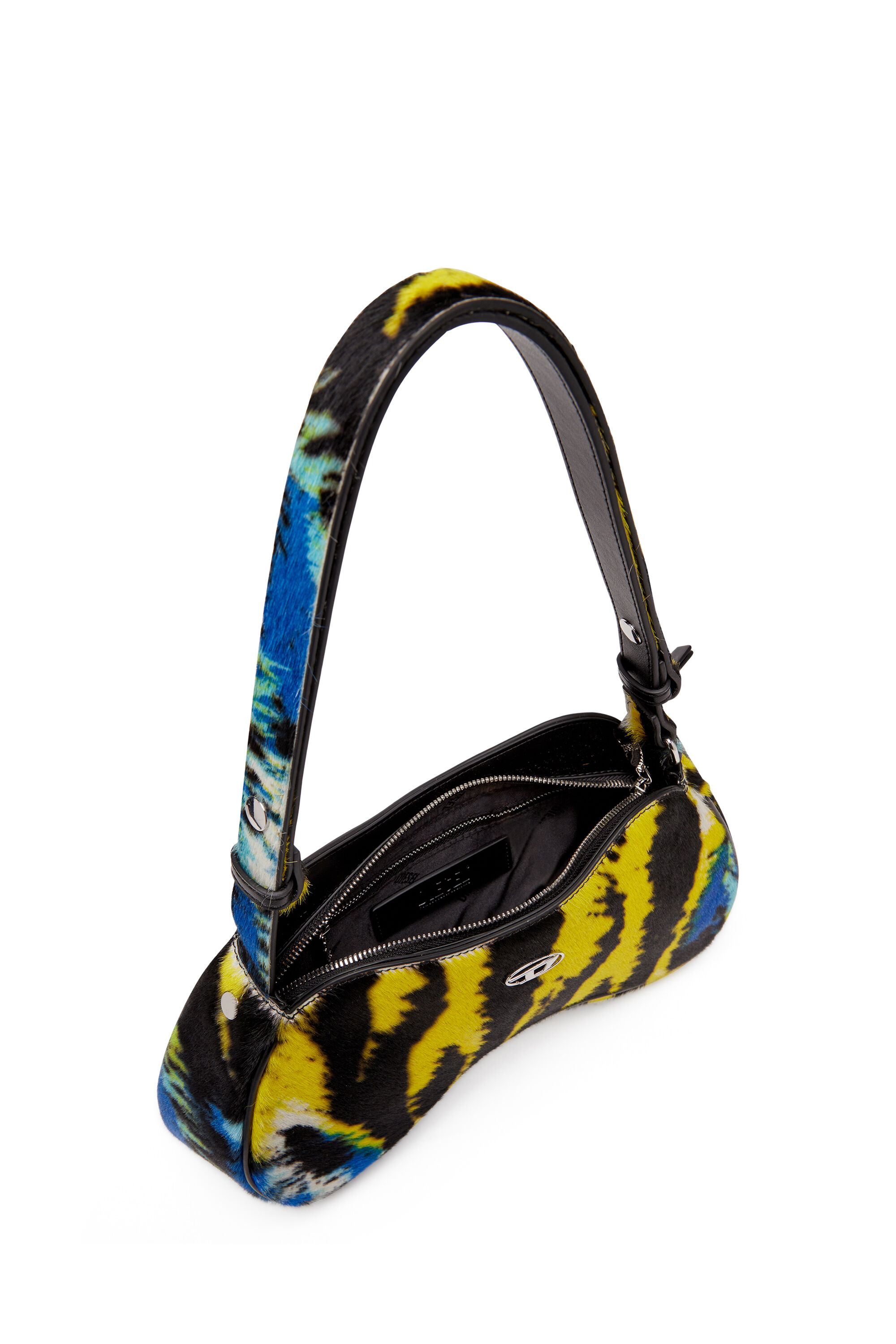 Diesel - PLAY SHOULDER, Damen Play-Schultertasche aus Kalbshaar mit Tiger-Print in Gelb/Schwarz - 5