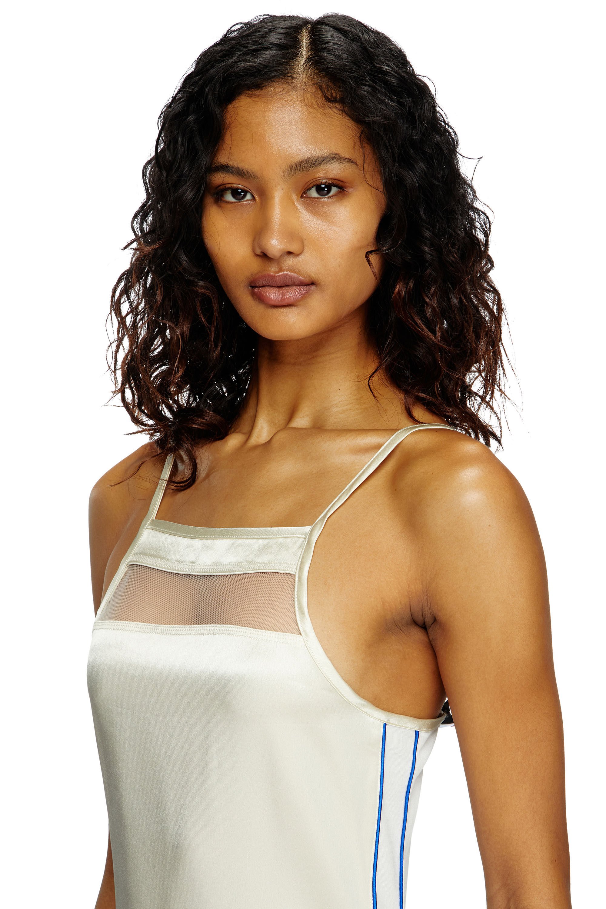Diesel - D-AFFY, Damen Kurzes Kleid aus Satin, Strick und Tüll in Weiß - 5