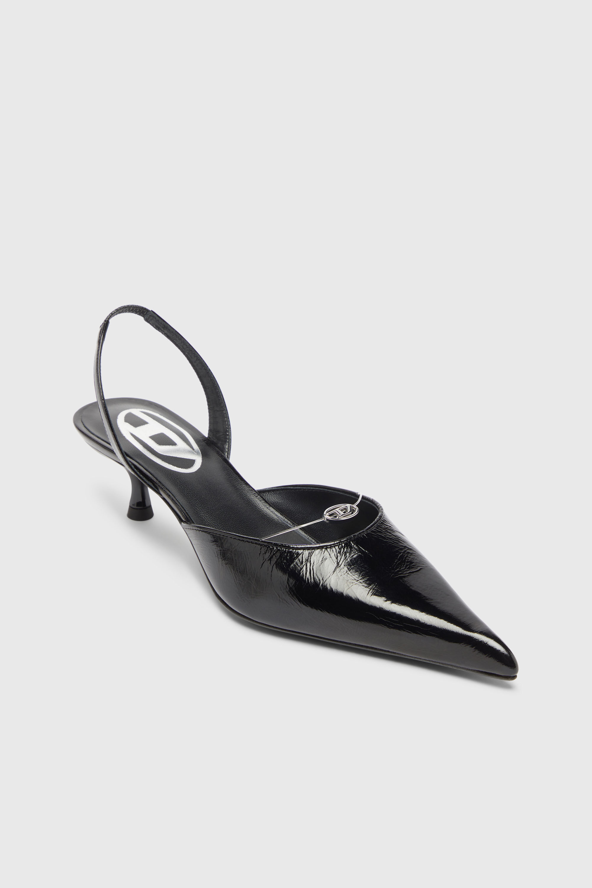 Diesel - D-JEWELS 40 D'OR, Damen D-Jewels - Lederslingbacks mit Oval D Schmuck in Schwarz - 4