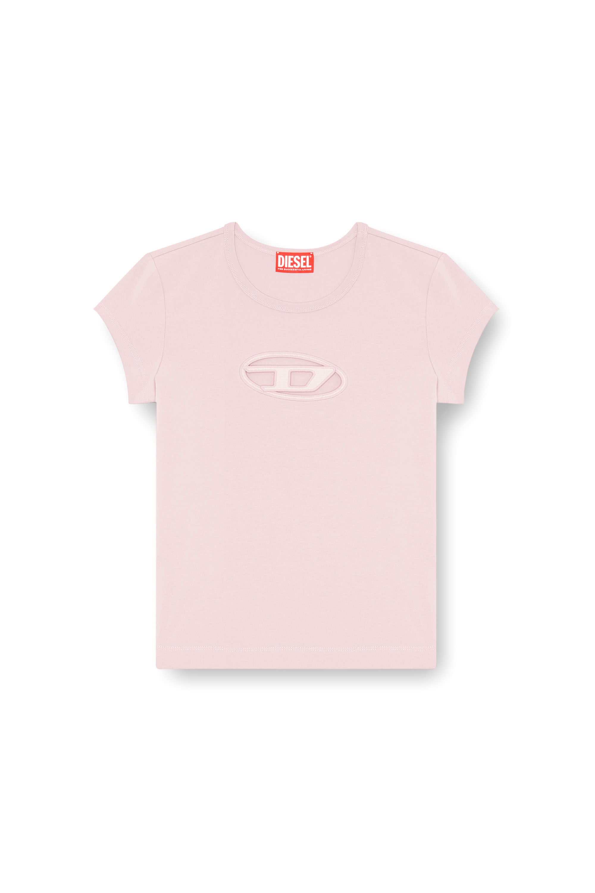 Diesel - T-ANGIE, Damen T-Shirt mit Cutout-Logo in Rosa - Image 2