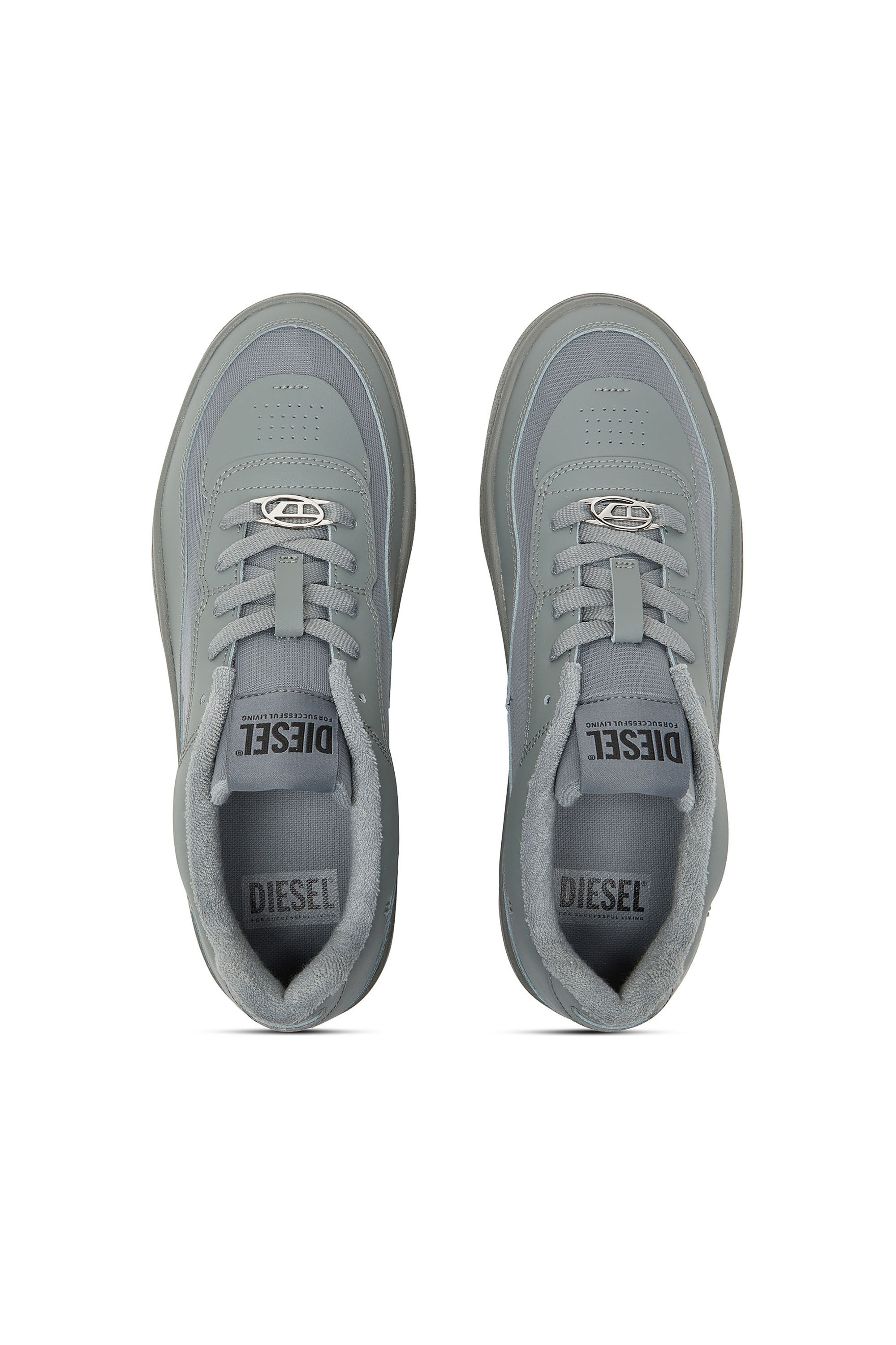 Diesel - S-OVAL SKATE LOW, Herren S-Oval Skate-Sneakers aus Leder mit Einsatz aus Stoff in Grau - 4