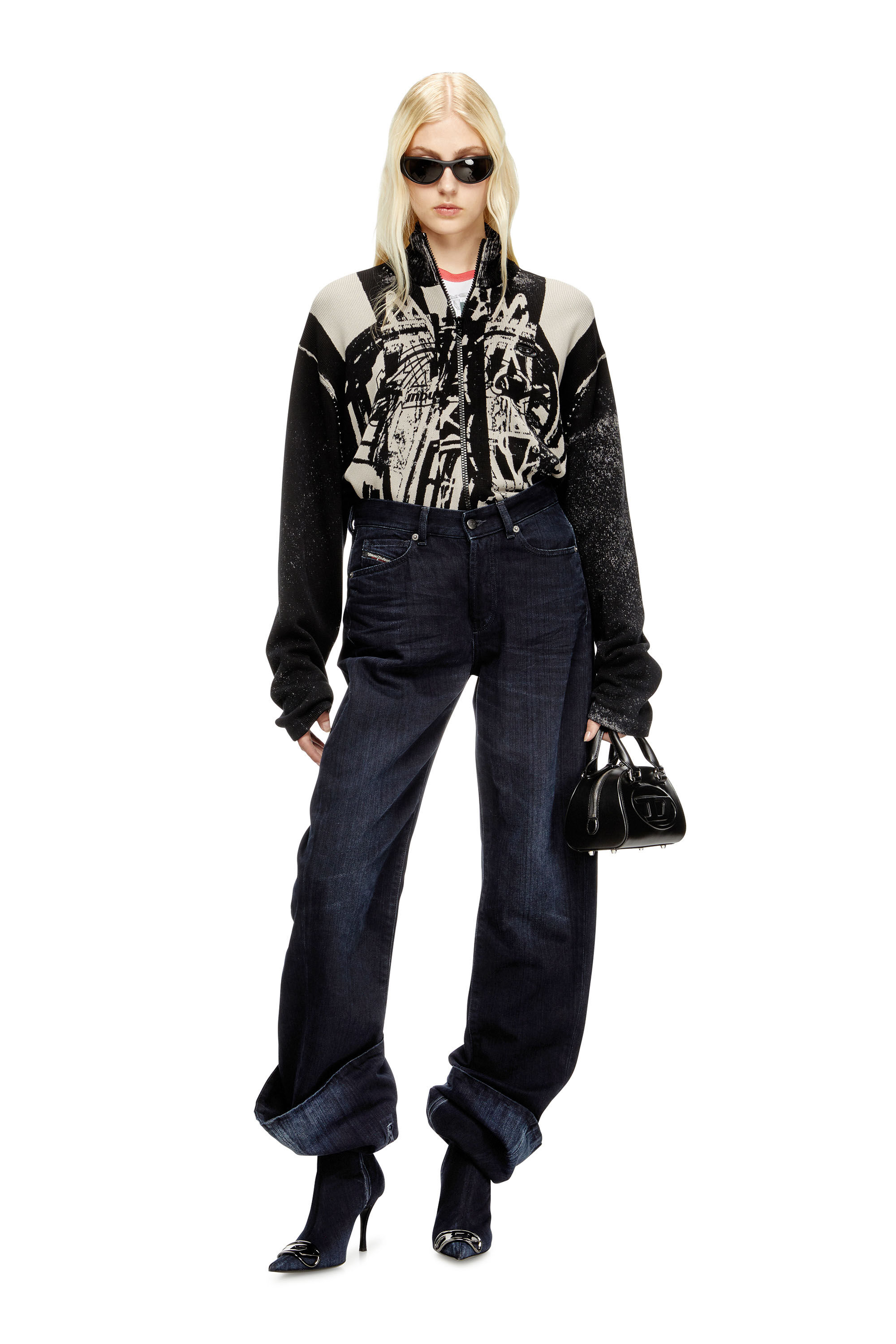 Diesel - D-VENUS KB LARGE, Damen Weite kniehohe Stiefel aus Denim in Dunkelblau - 6