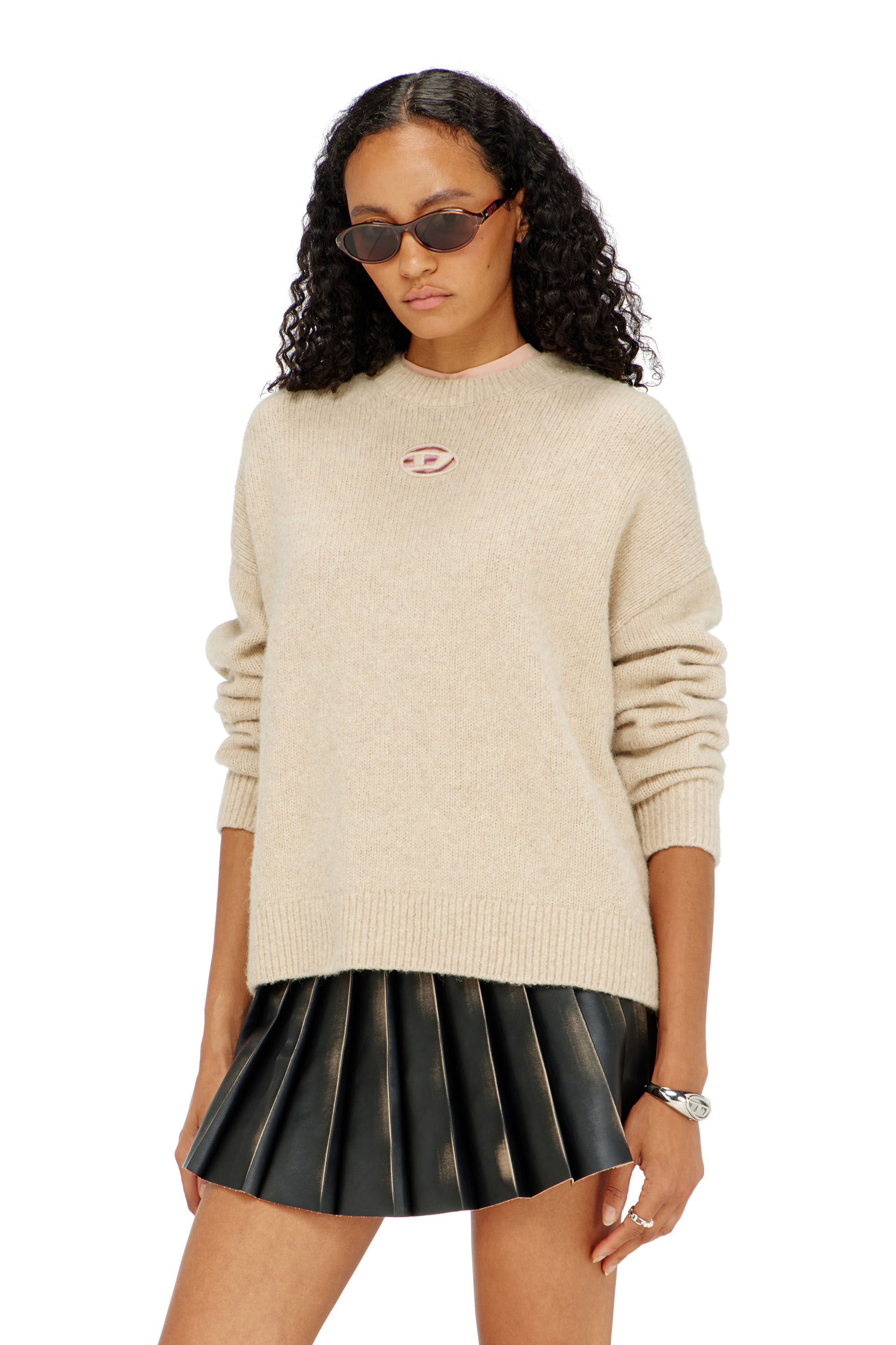 Diesel - M-AREETA, Damen Pullover aus Woll- und Alpakamischung in Beige - 3