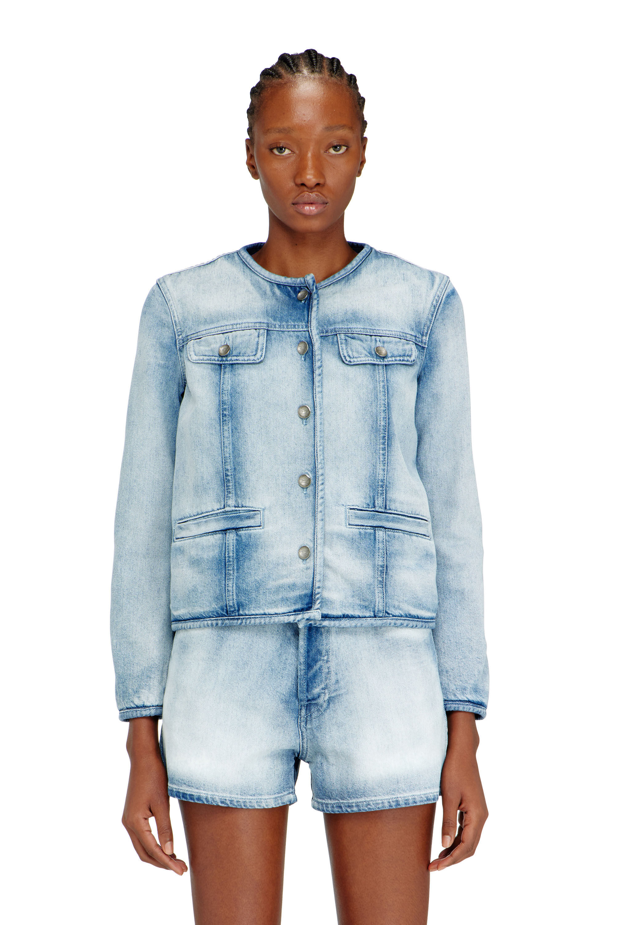 Diesel - DE-GRAFY-FSI1, Damen Jacke aus mittel-leichtem Skelett-Denim in Hellblau - 3