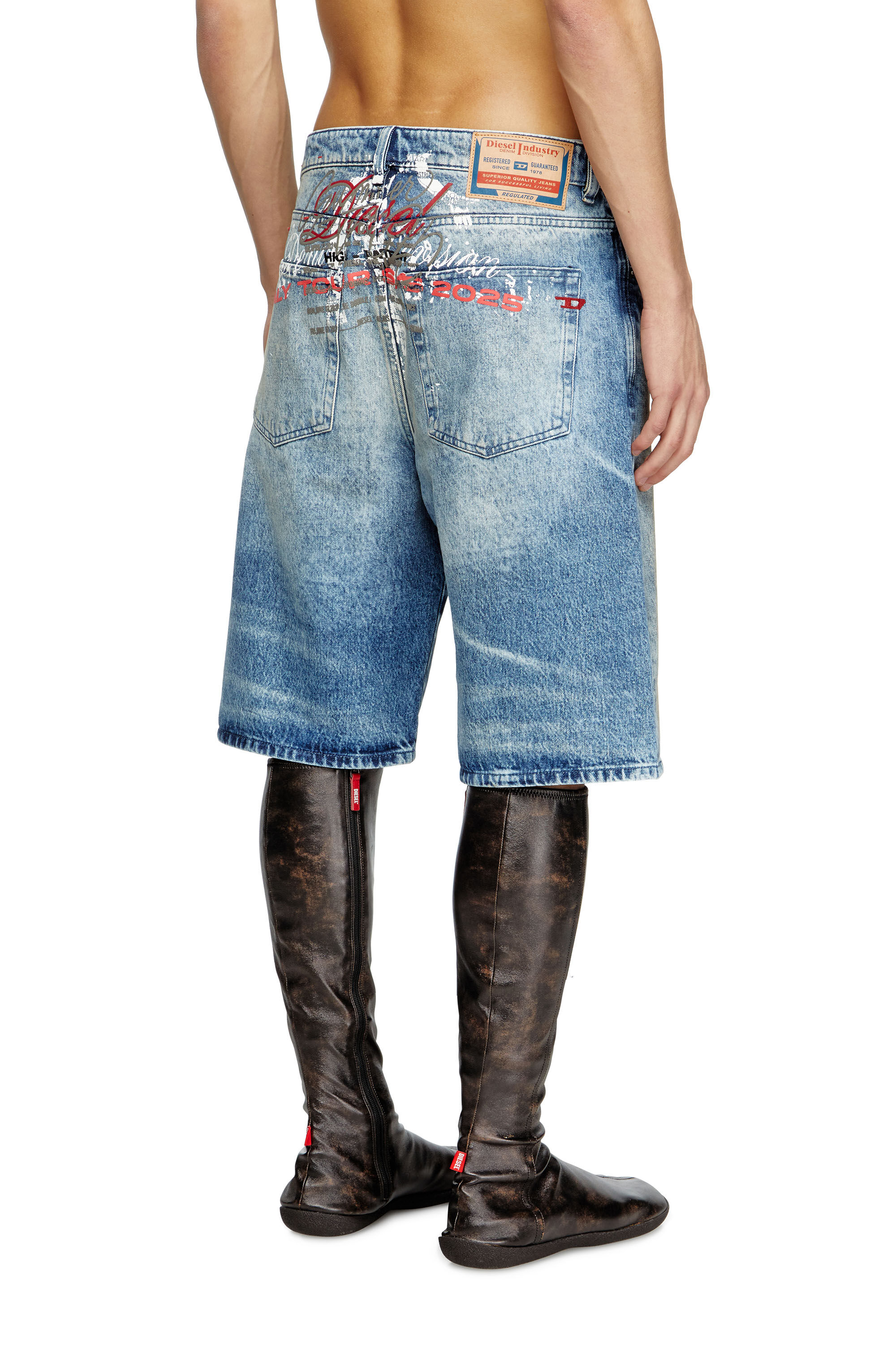 Diesel - D-RIXFORD-S, Herren Shorts aus Denim mit Text-Print in Mittelblau - 4