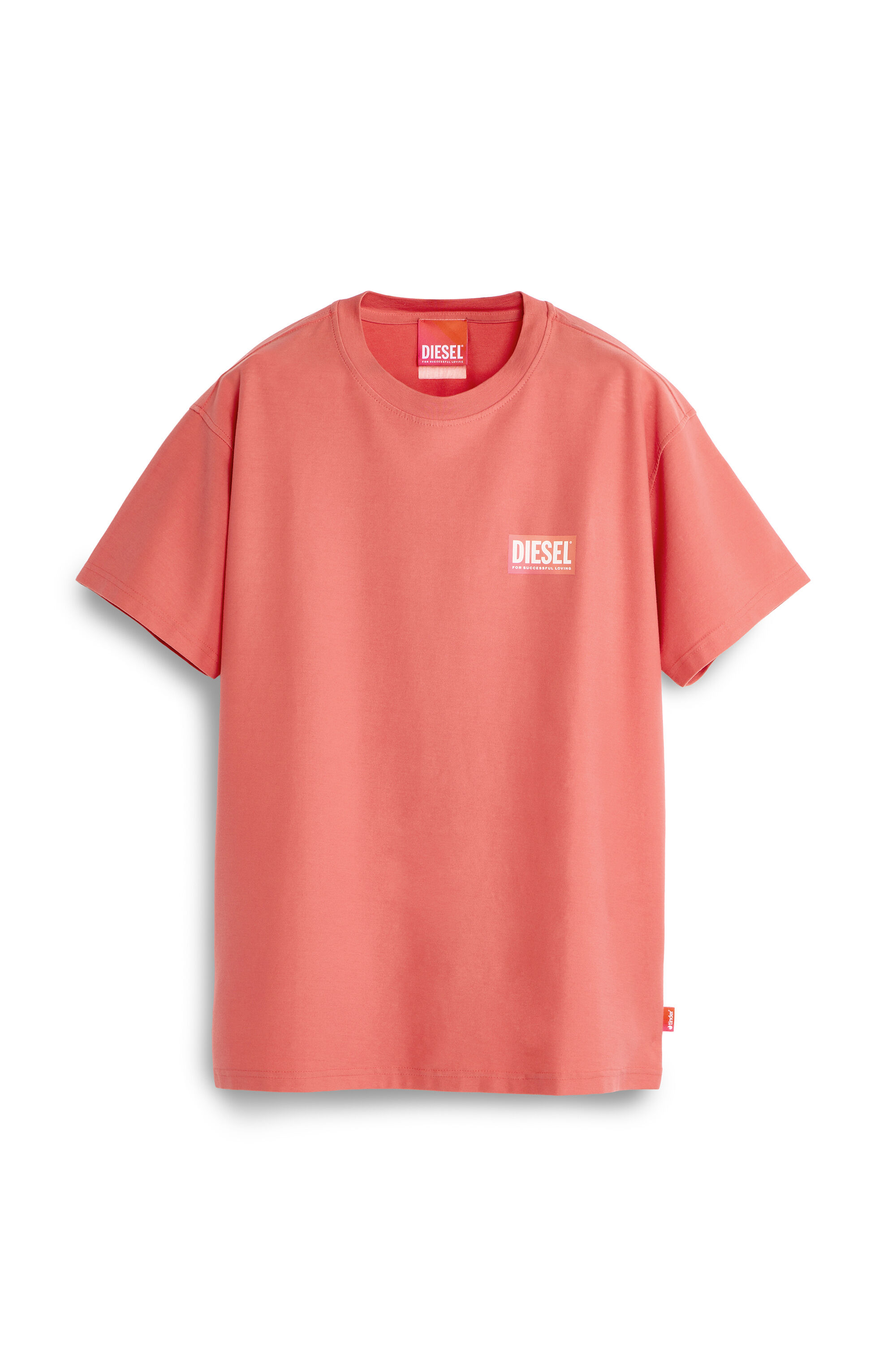 Diesel - PR-T-NORM-CHITIND-R, Unisex T-Shirt mit transparentem Logo auf der R&uuml;ckseite in Korallrosa - 2