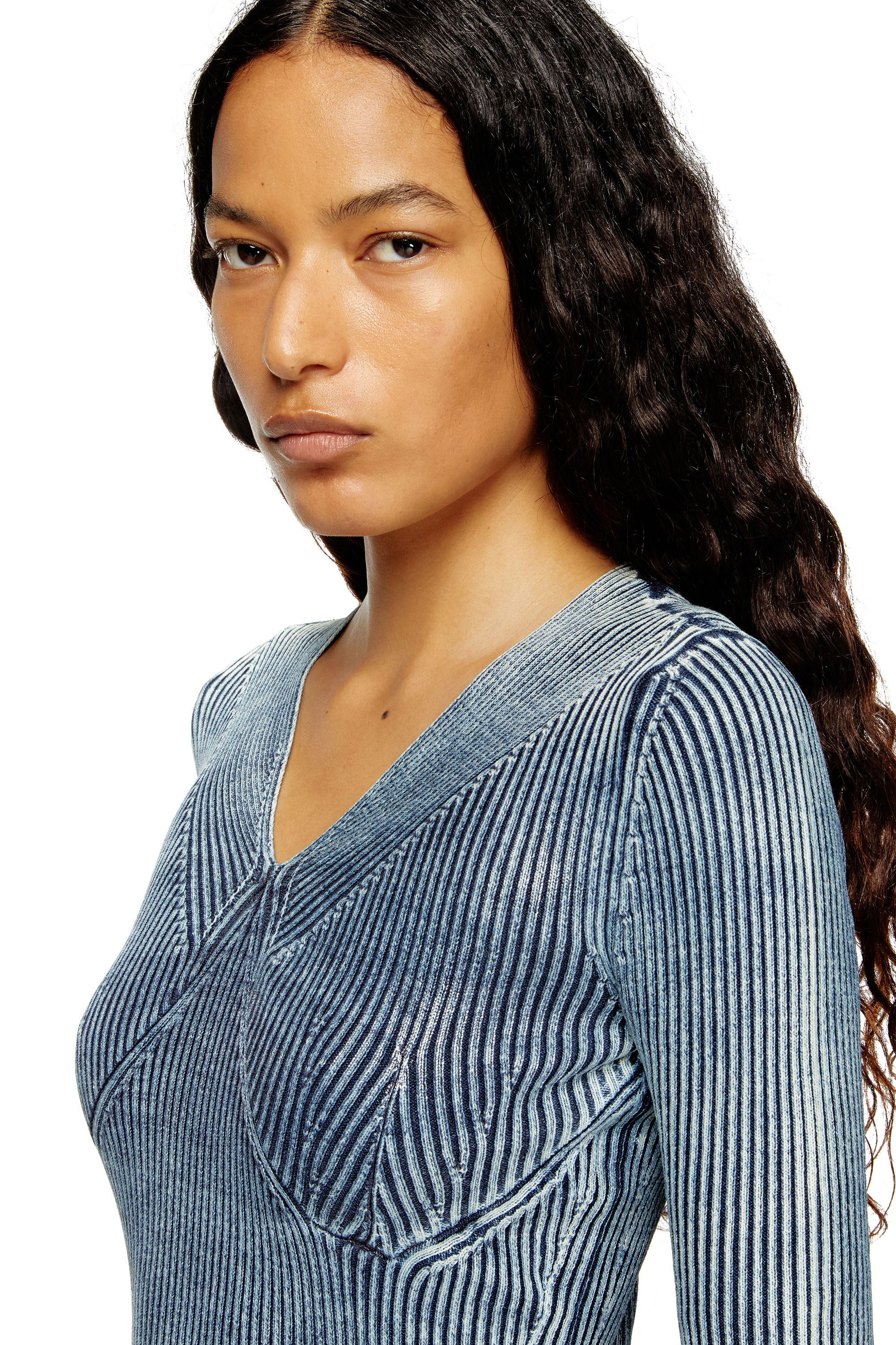Diesel - M-MILMO, Damen Pullover aus Denim mit Glanzeffekt in Blau - 5