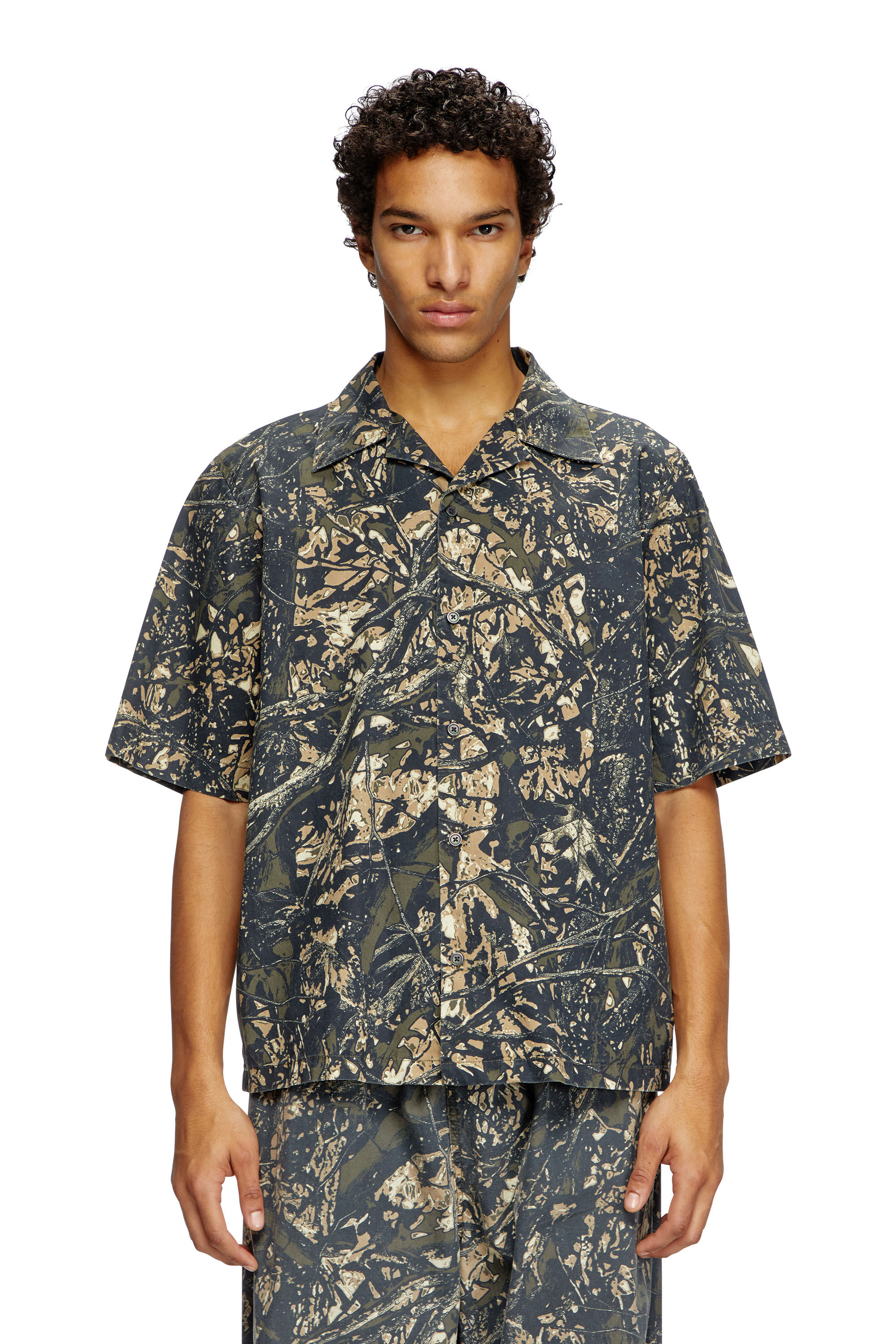 Diesel - S-LINT, Herren Kurzarm-Hemd mit Camouflage-Print in Braun/Grün - 3