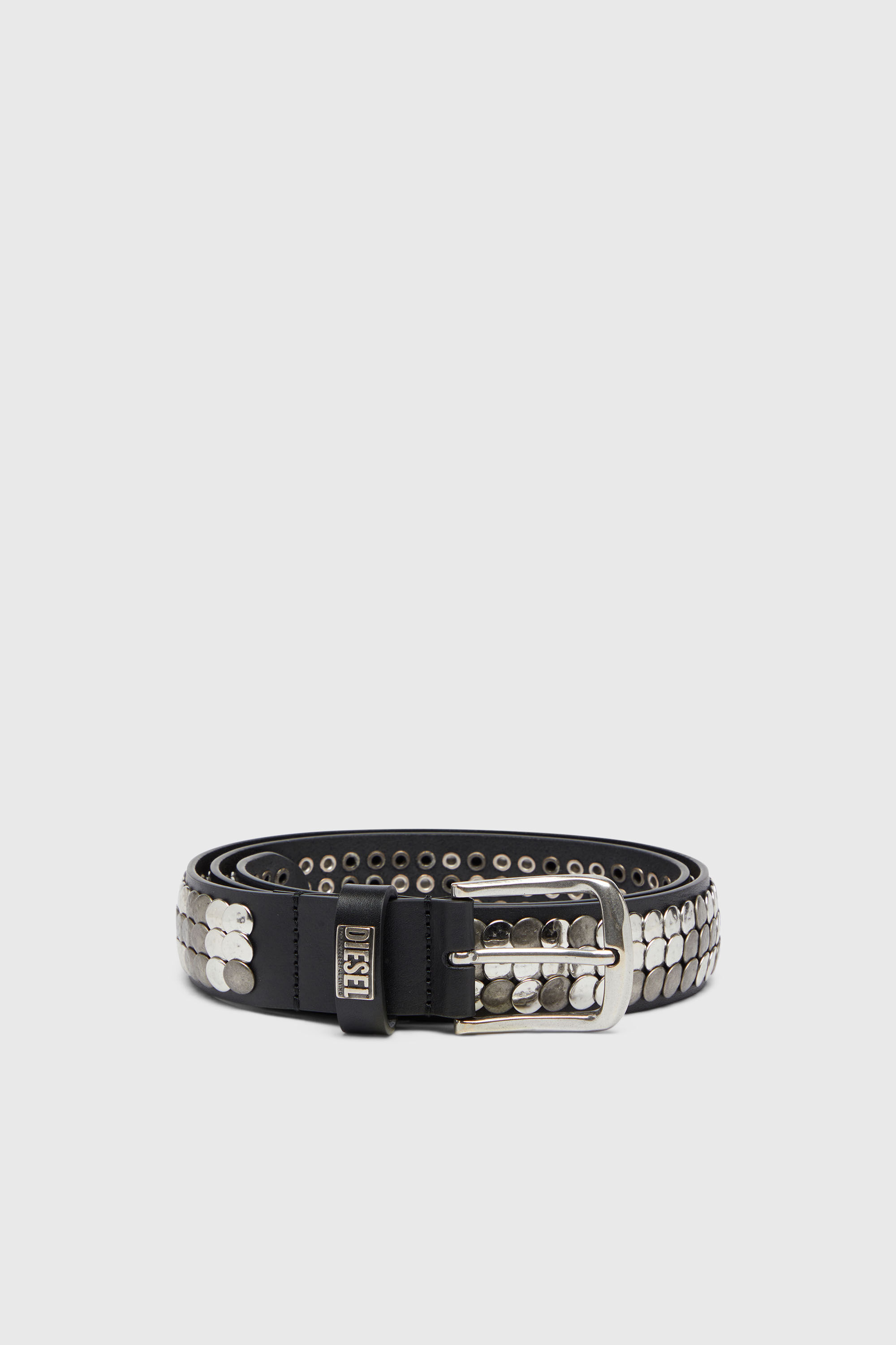 Diesel - B-FULL MIX RIVETS, Herren 4 cm Lederg&uuml;rtel mit all-over Nieten in Schwarz - 1