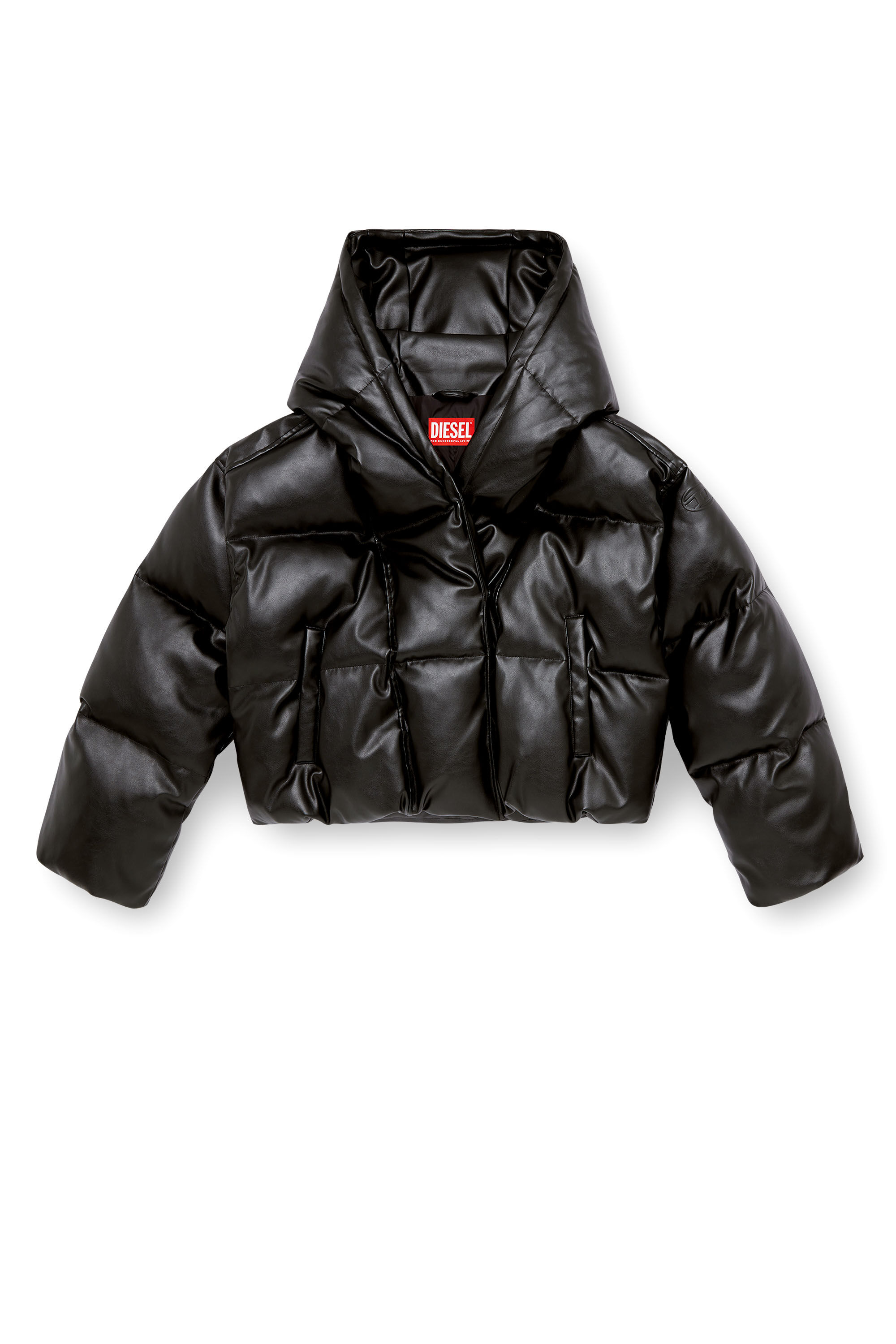 Diesel - W-ILLEY, Damen Gesteppte Kapuzenjacke aus beschichtetem Stoff in null - 2