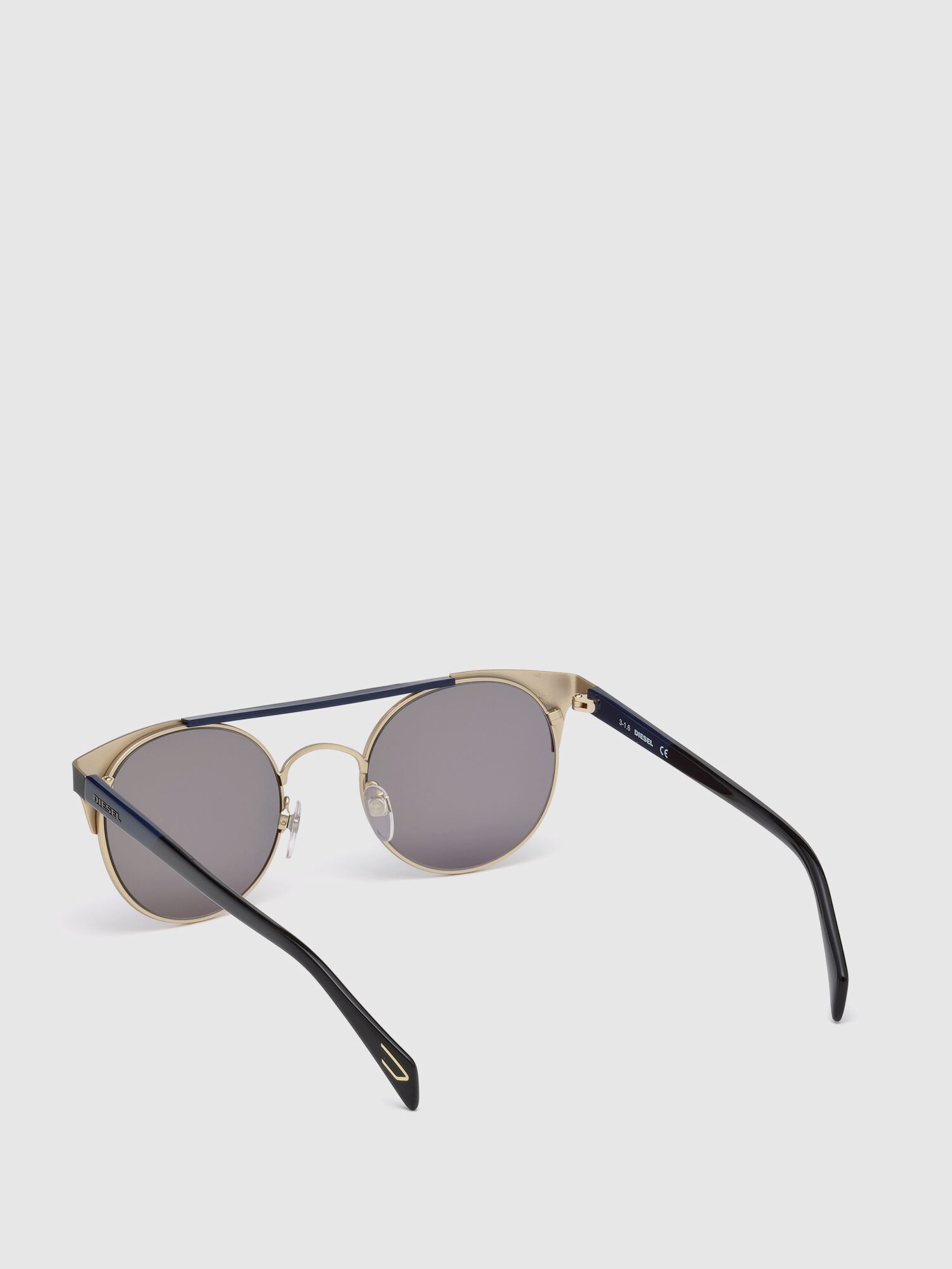 Diesel - DL0218, Unisex Panto-Sonnenbrille aus Metall in Schwarz/Blau - 2
