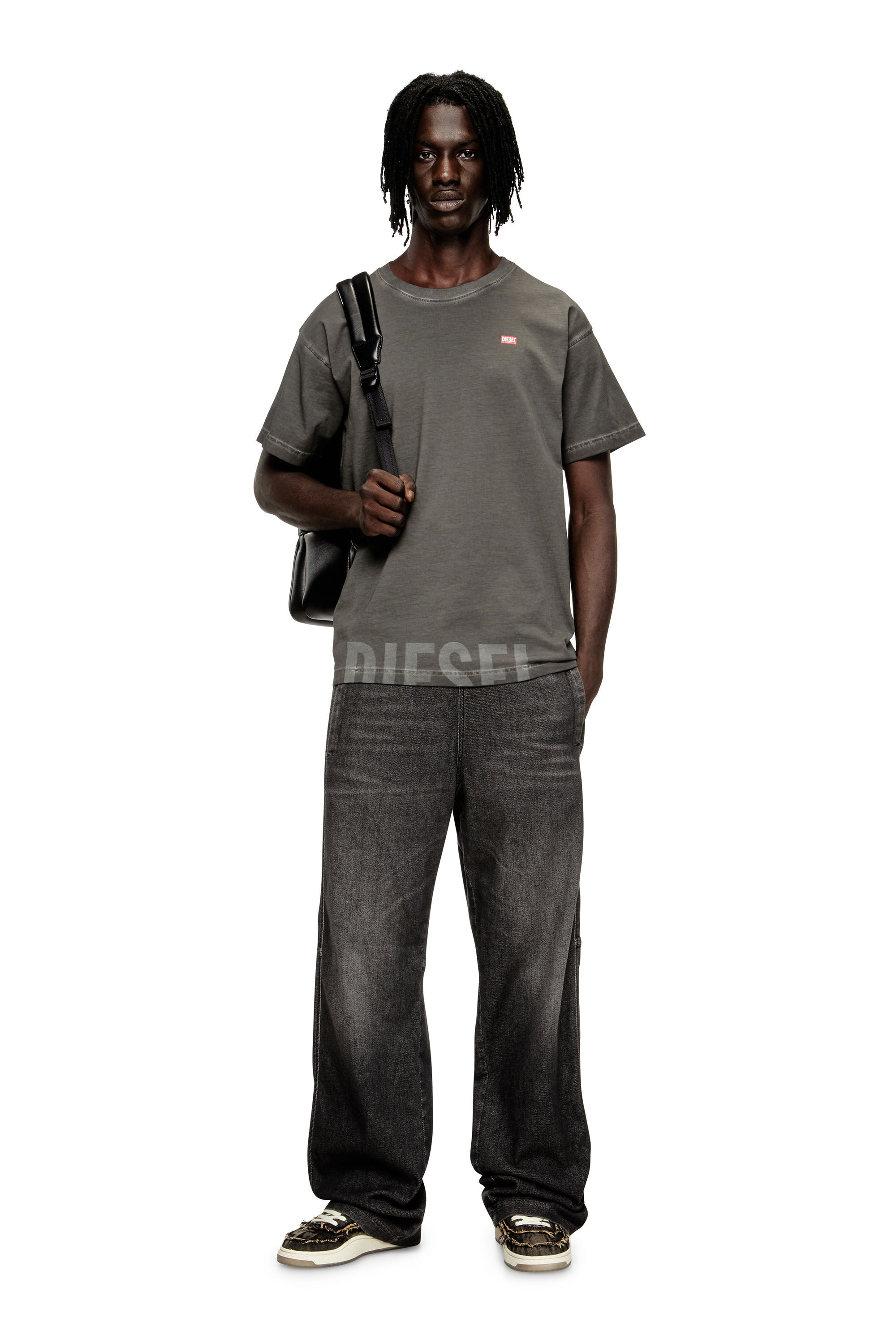 Diesel - T-NORM-T7, Herren T-Shirt aus Baumwolle mit Rundhalsausschnitt und Druck in Grau - 1