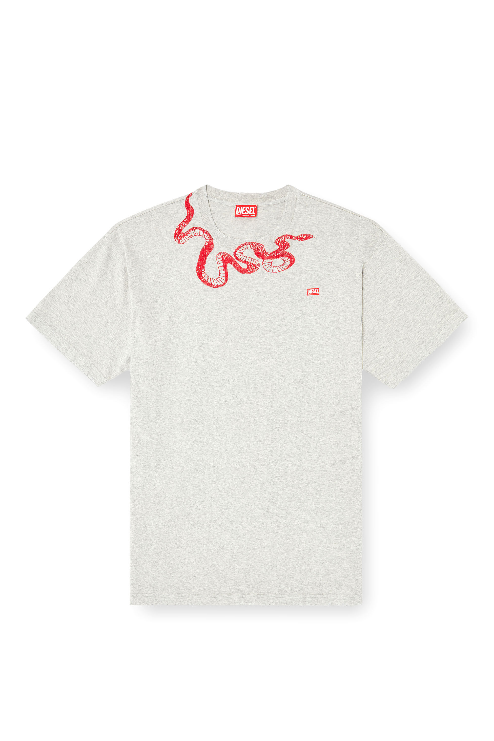 Diesel - CL-T-BOXT-MEL-SNAKE, Unisex T-Shirt mit Schlangen-Stickerei in Grau - 2