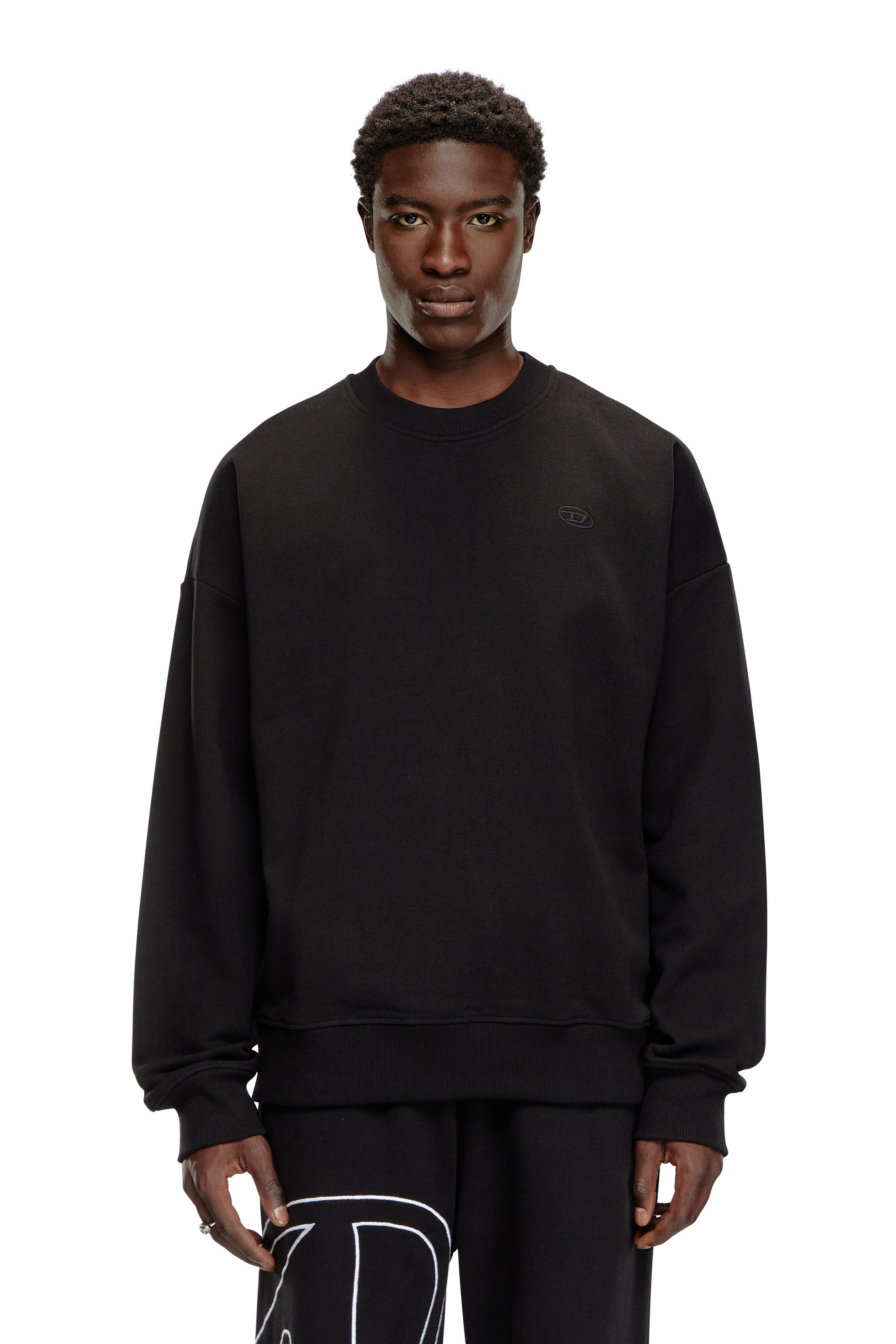 Diesel - S-ROB-MEGOVAL-D, Herren Sweatshirt mit Logo-Stickerei in Schwarz - 4