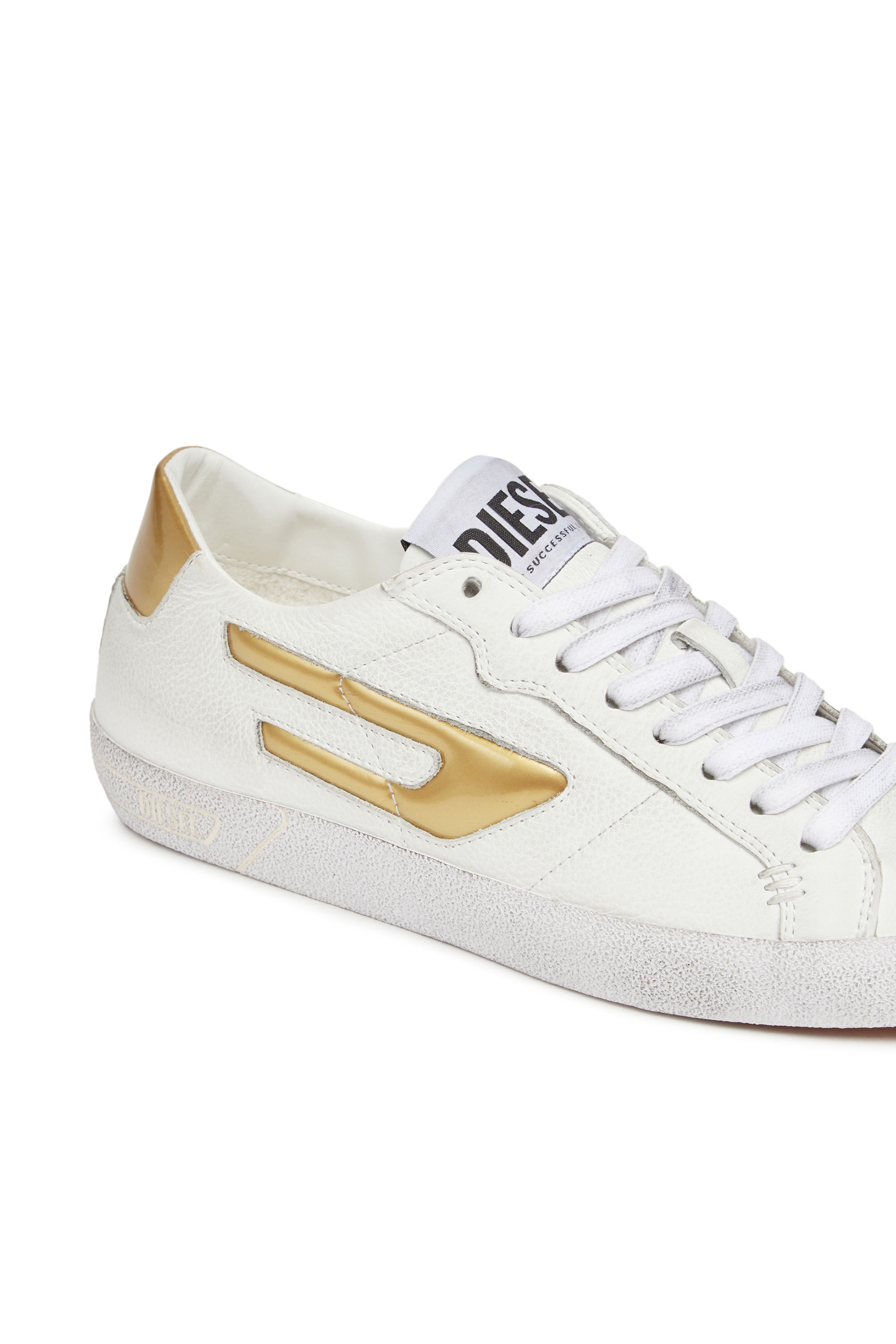 Diesel - S-LEROJI LOW W, Damen S-Leroji Low W - Low Tops mit Metallic-D-Logo in Weiss/Gelb - 6