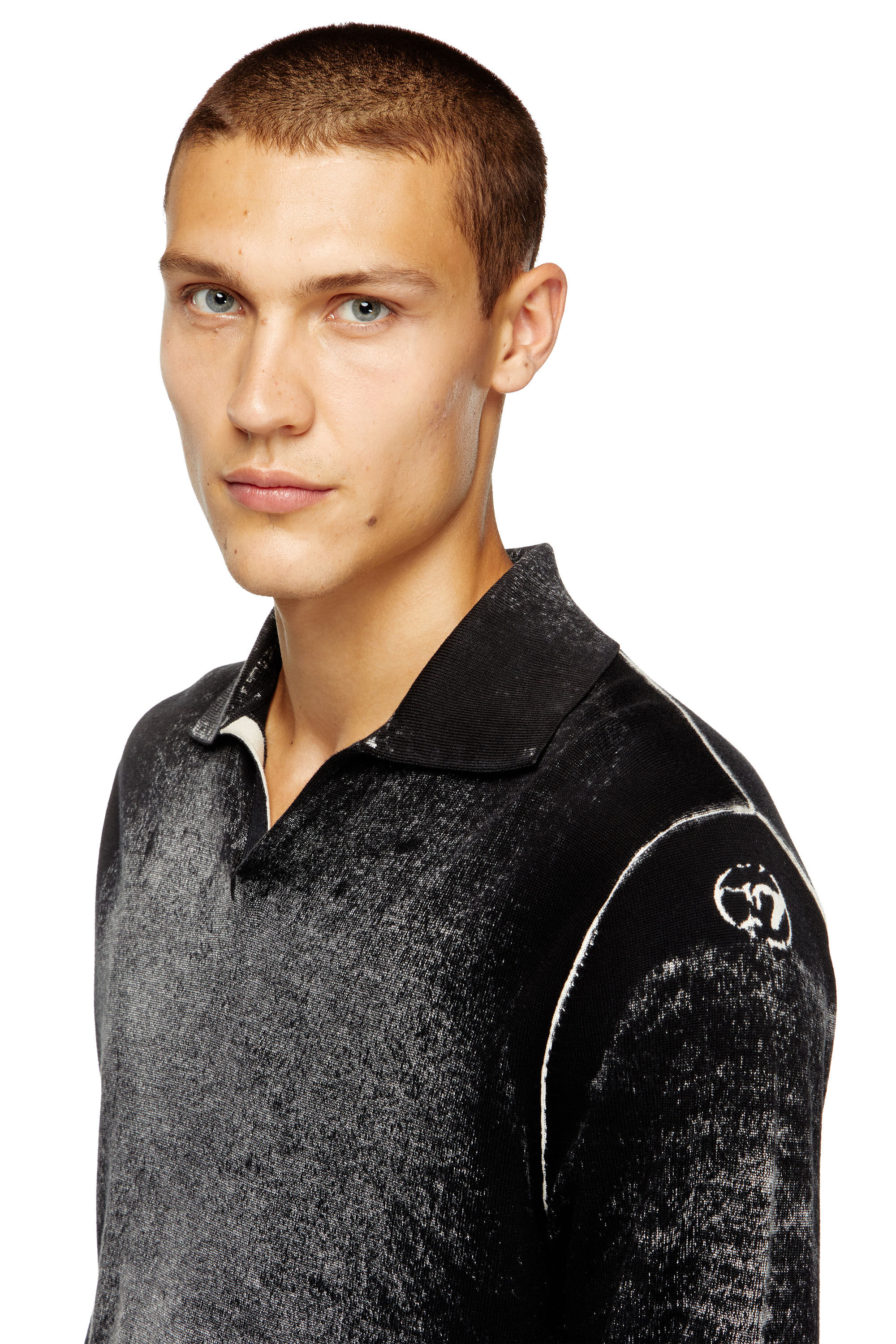 Diesel - K-LORENZO, Herren Polo-Pullover mit Reverse-Print in Schwarz - 5