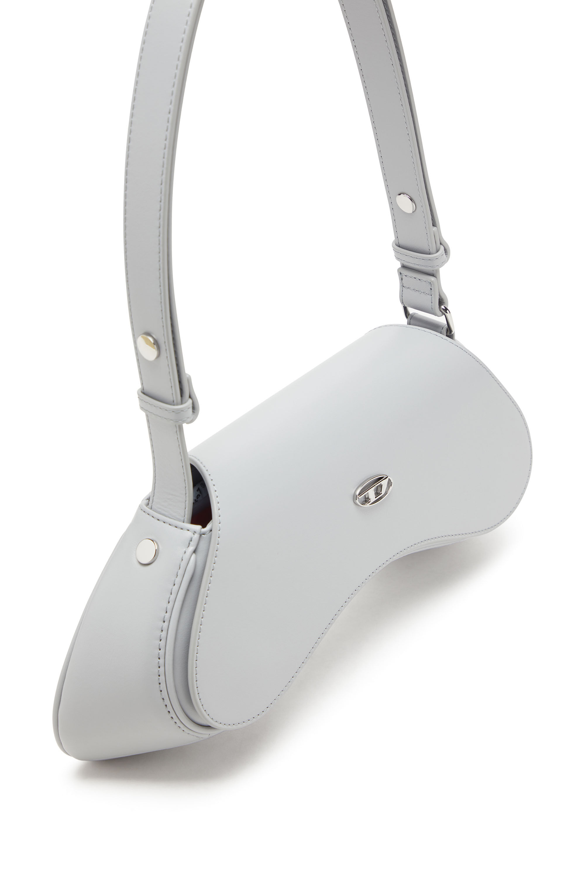 Diesel - PLAY CROSSBODY, Damen Play-Crossbody-Tasche aus semiglänzendem Leder in Grau - 2