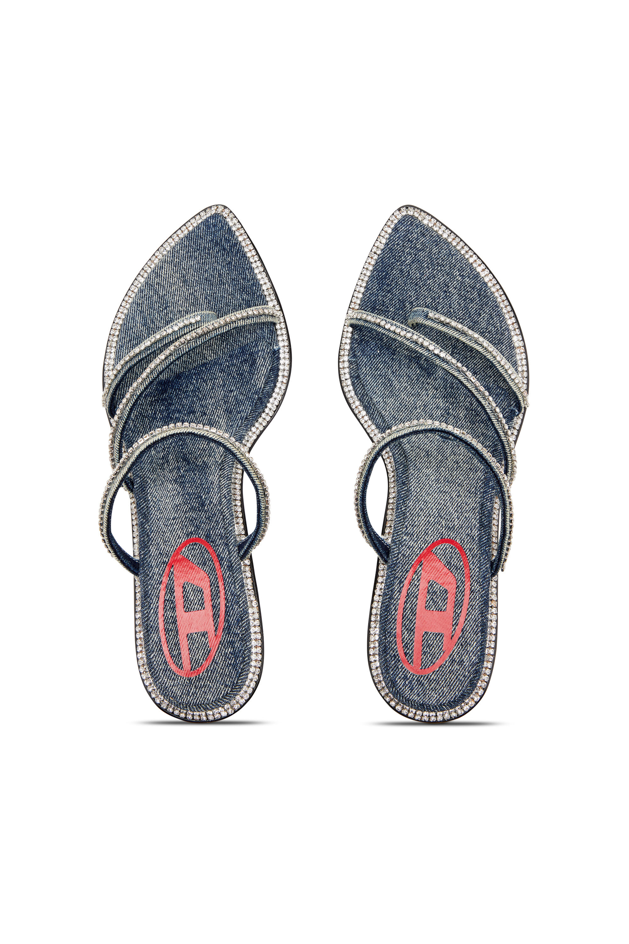 Diesel - D-HAVANNA KITTIE, Damen D-Havanna-Pantoletten mit Kitten-Absatz aus Denim mit Kristallsteinen in Blau - 5