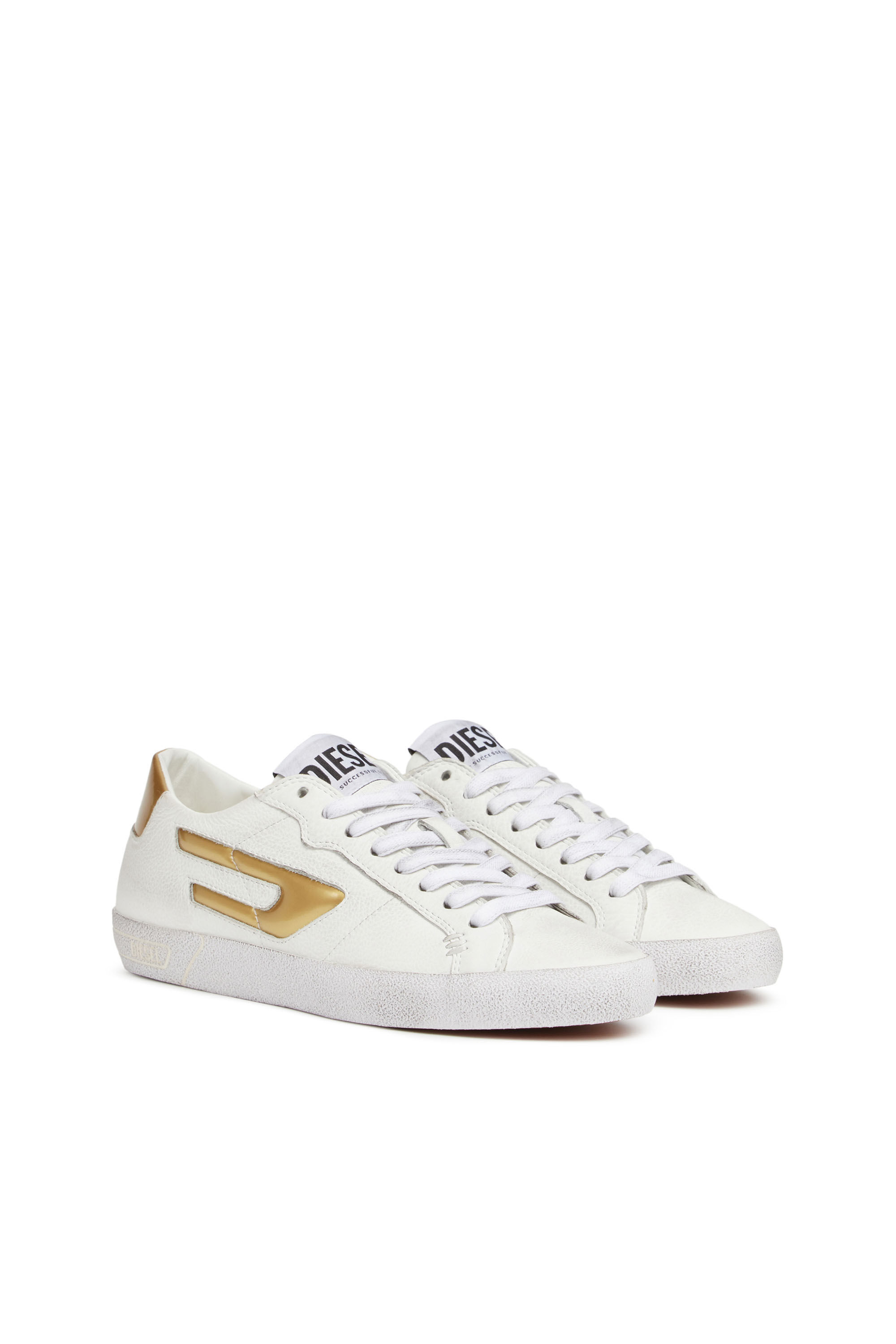 Diesel - S-LEROJI LOW W, Damen S-Leroji Low W - Low Tops mit Metallic-D-Logo in Weiss/Gelb - 2