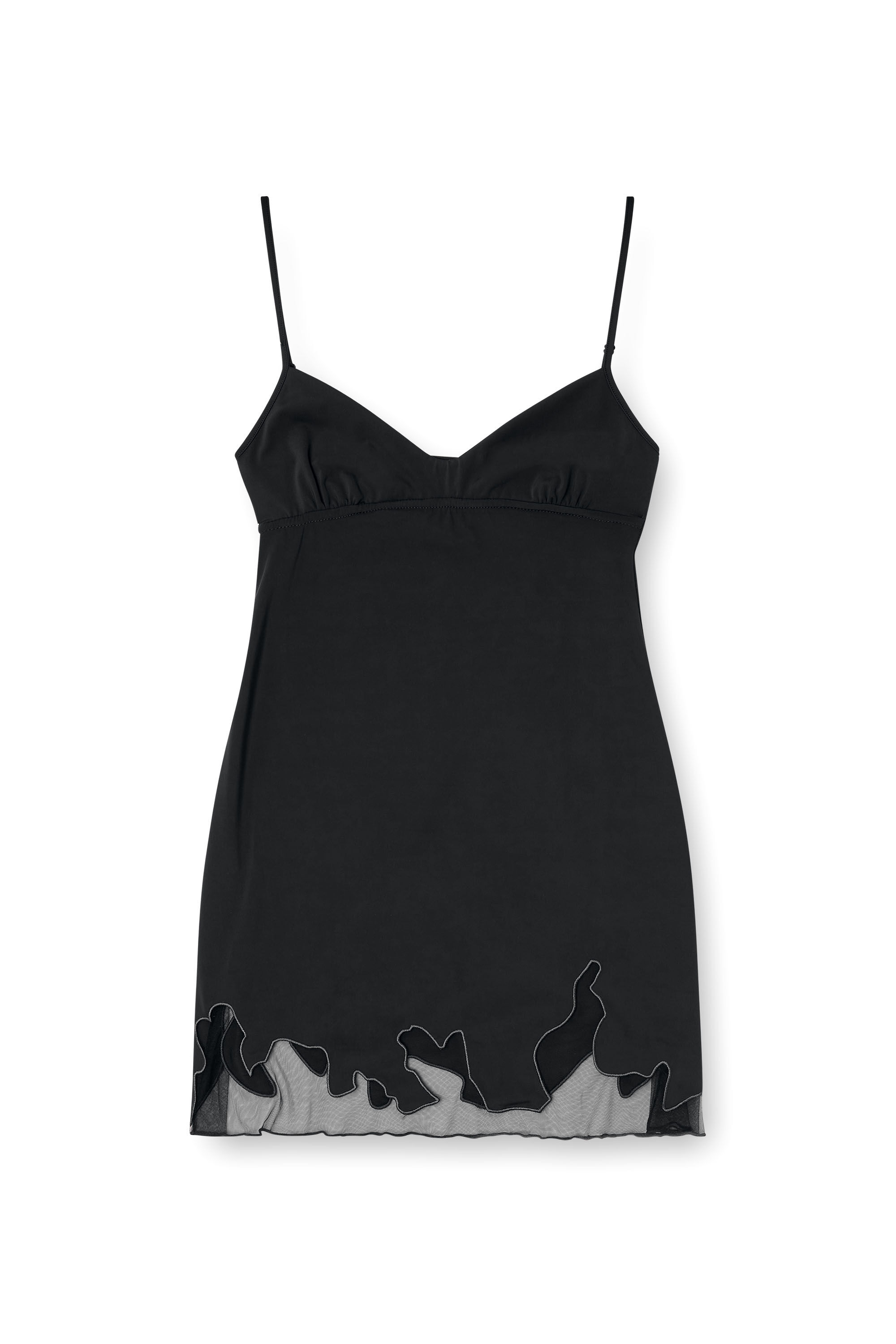 Diesel - D-INLAY-R1, Damen Mini-Kleid aus Nylon mit Einsatz aus Tüll in Schwarz - 2