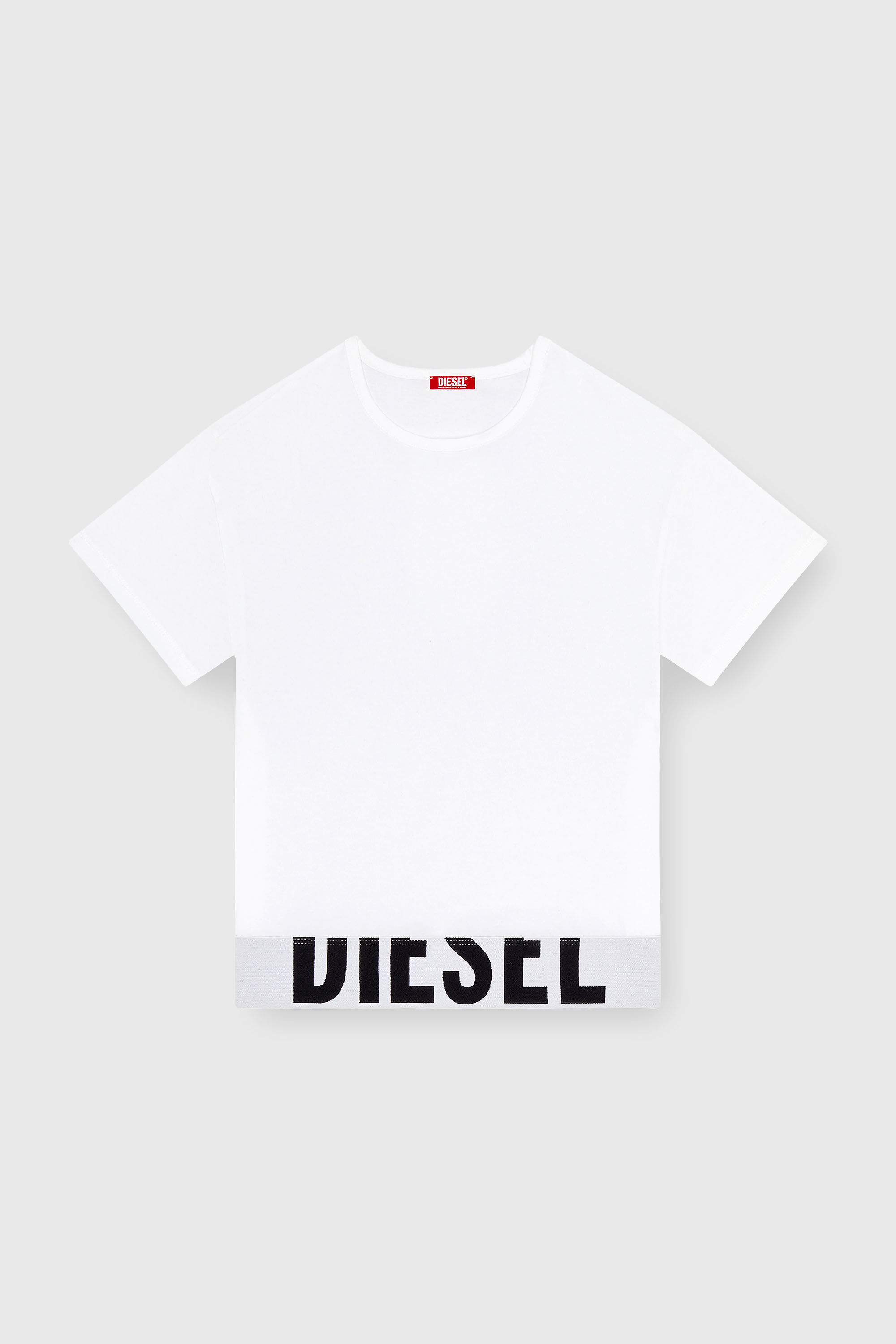 Diesel - UFTEE-SPORT-CROPPED-T-SHIRT, Damen Sportliches verk&uuml;rztes Top mit Logo-Band in Wei&szlig; - 2