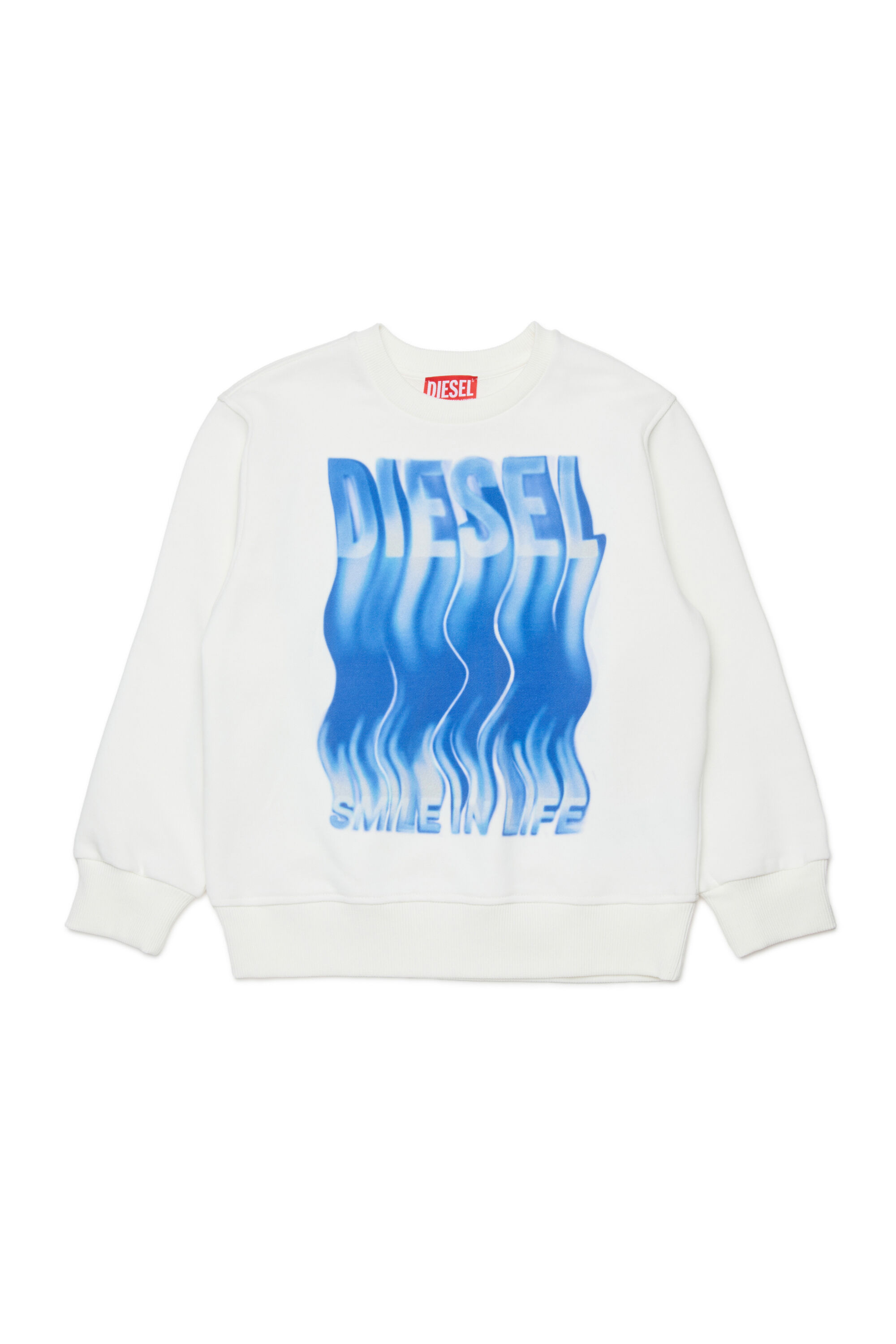 Diesel - SWIGGLY OVER, Herren Sweatshirt mit Wellenlogo-Print in Wei&szlig; - 1