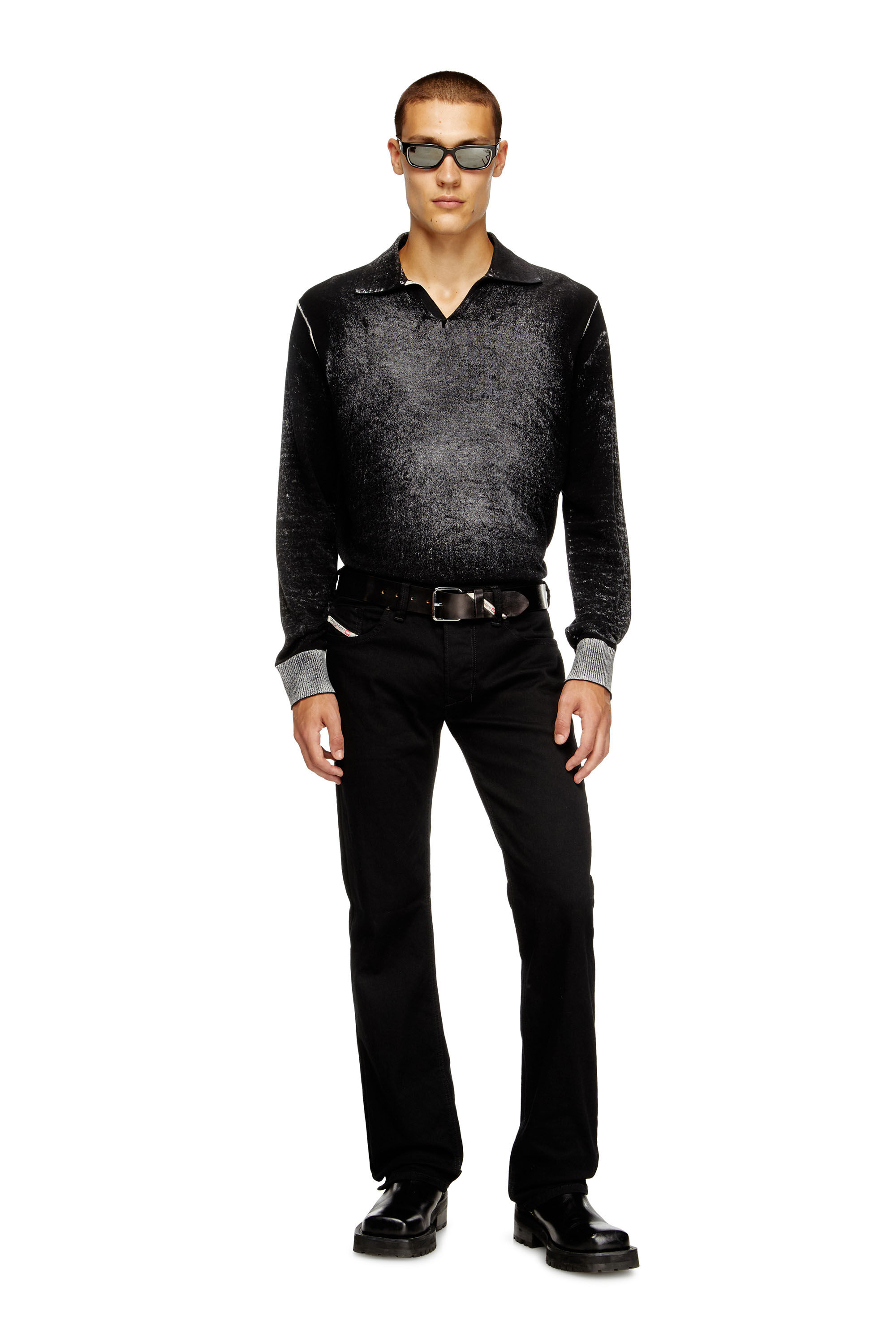 Diesel - K-LORENZO, Herren Polo-Pullover mit Reverse-Print in Schwarz - 1