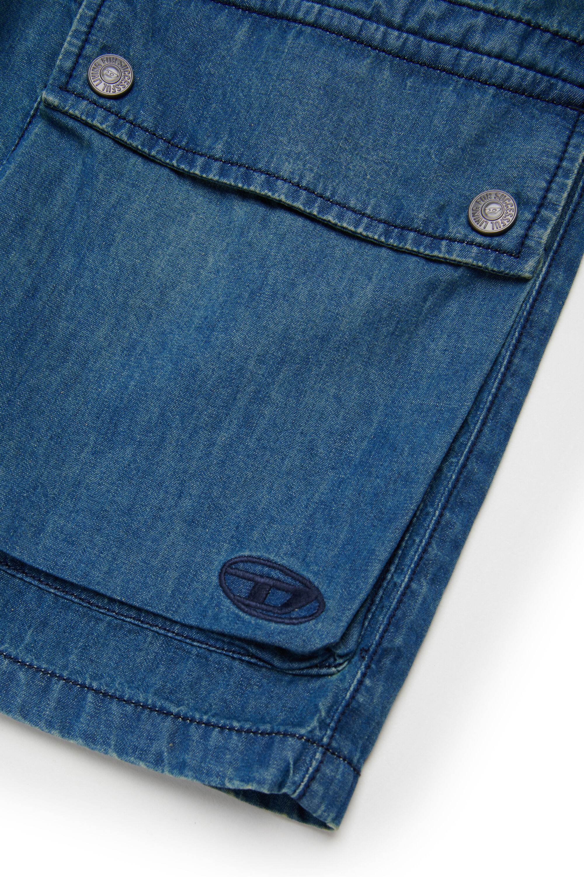 Diesel - PELTY, Damen Denim-Cargo-Shorts mit elastischem Bund in Mittelblau - 4