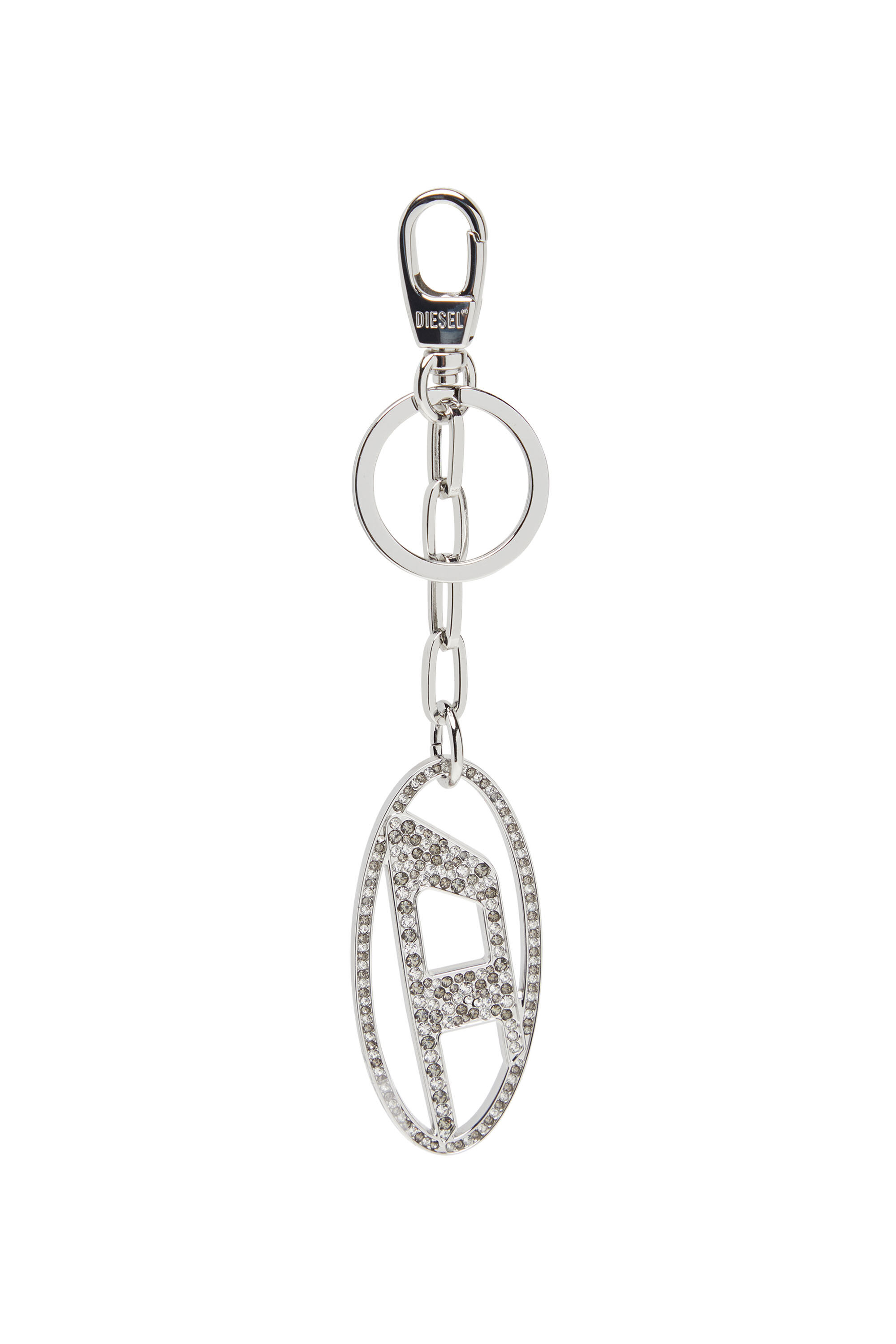 Diesel - HOLY-C, Damen Oval D-Schlüsselanhänger aus Metall mit Strass in Silber - Image 1