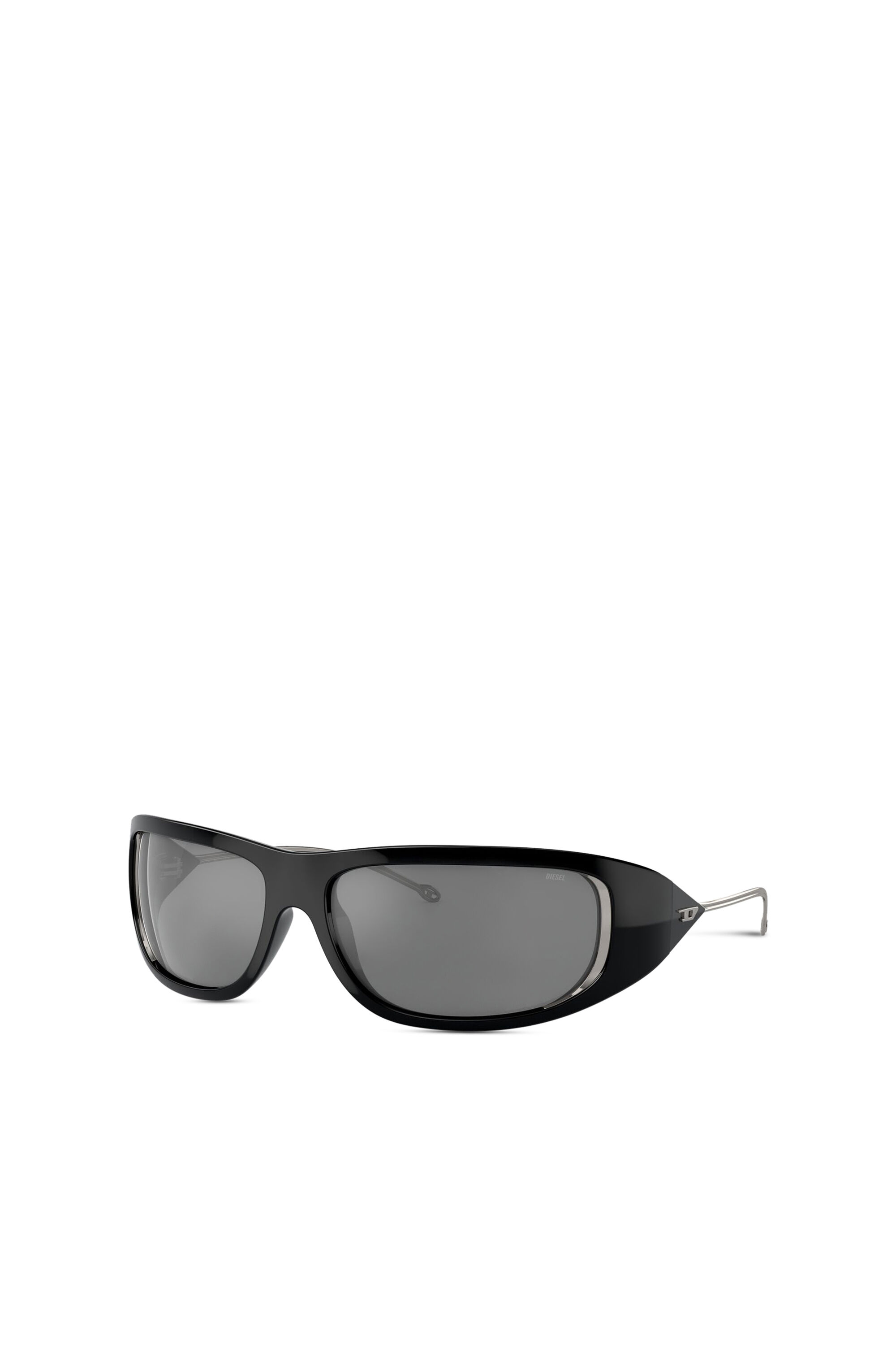 Diesel - 0DL3001 SIZE 61, Unisex Wraparound-Stil Brille in Schwarz/Flash mirror - 5