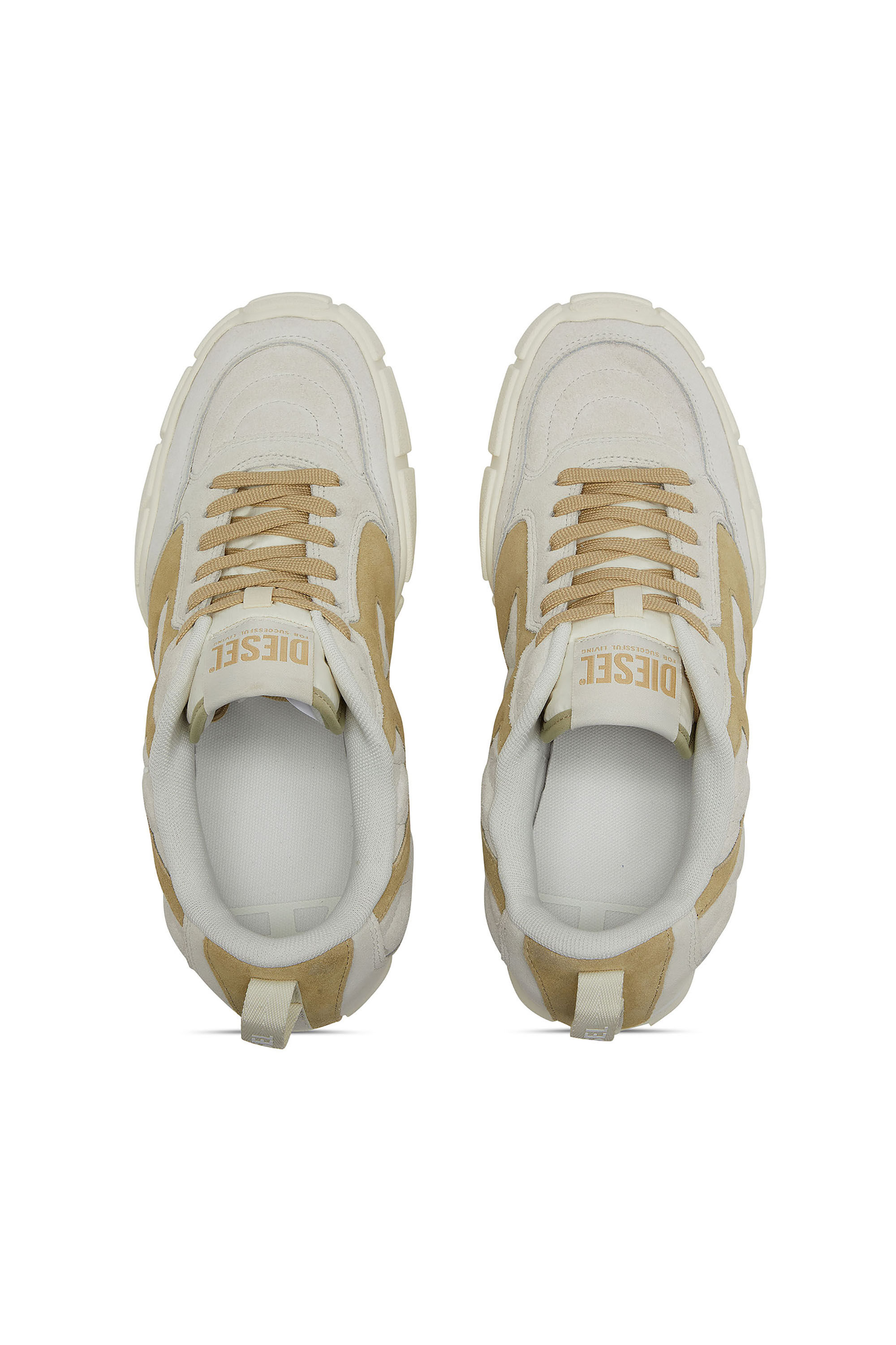 Diesel - S-PAGODHA LOW W, Damen S-Pagodha-Quilted Sneakers aus Veloursleder in Weiß/Braun - 4