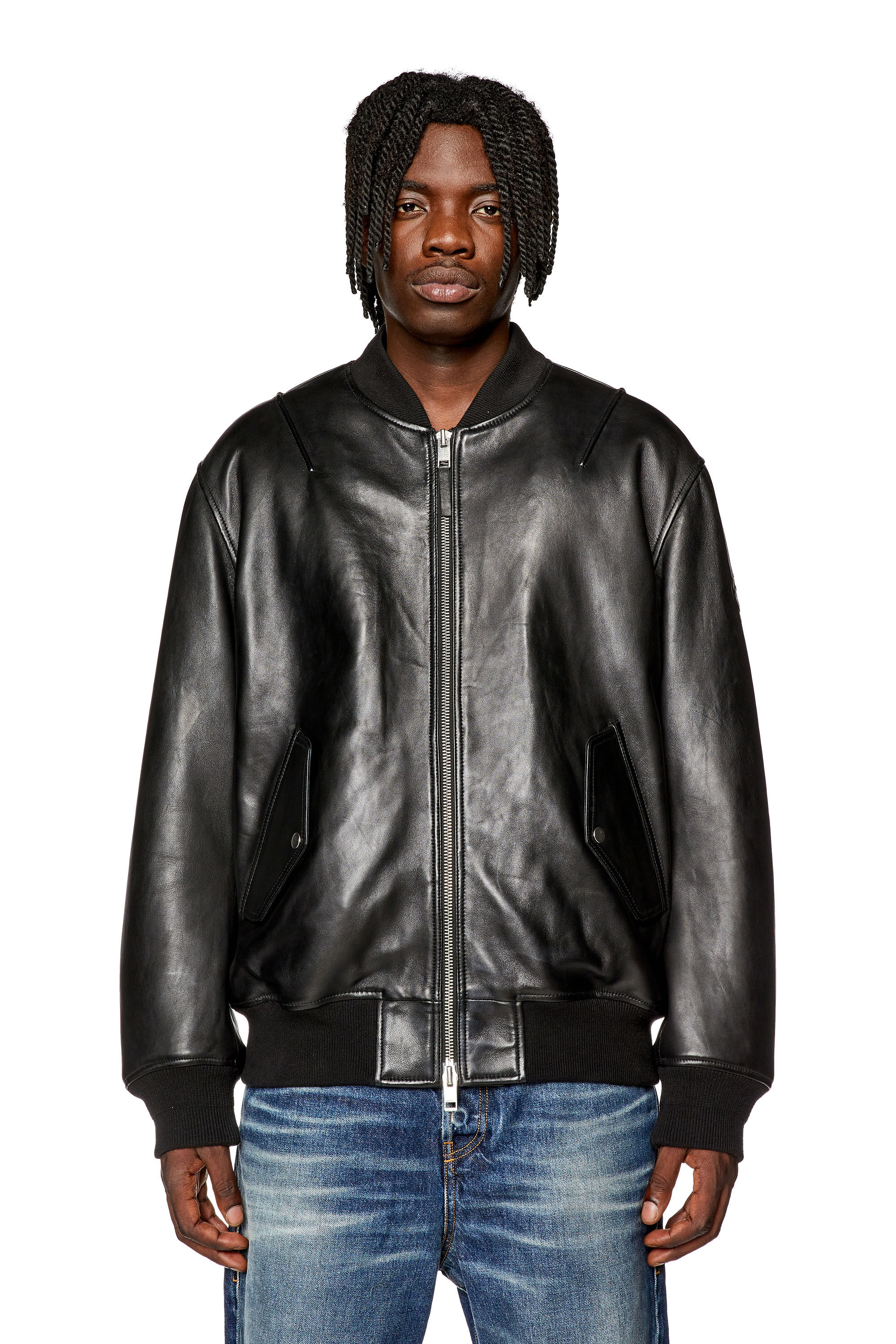 Schwarze jacke leder clearance