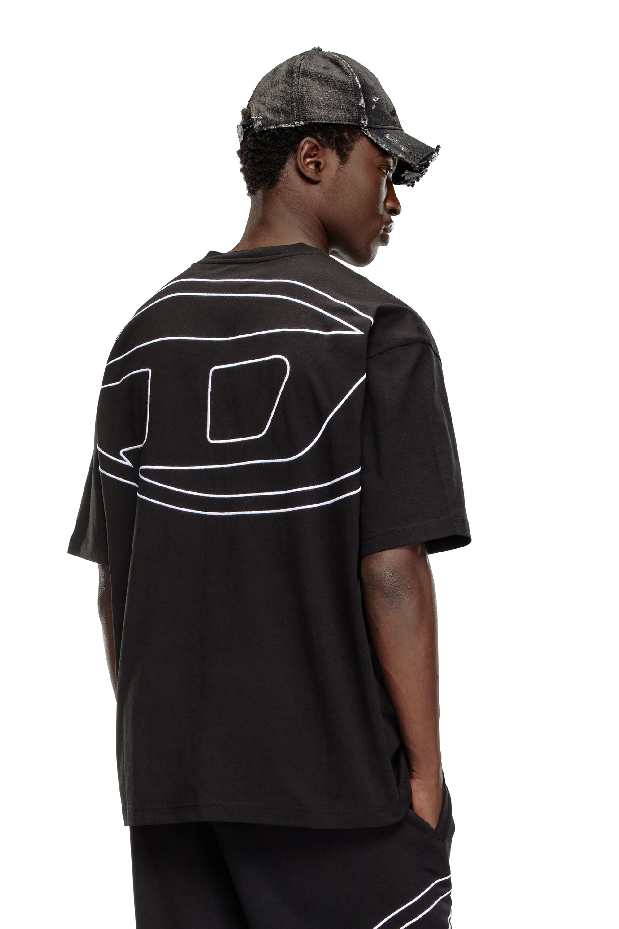 Diesel - T-BOGGY-MEGOVAL-D, Herren T-Shirt mit großer Oval D-Stickerei in Schwarz - 3