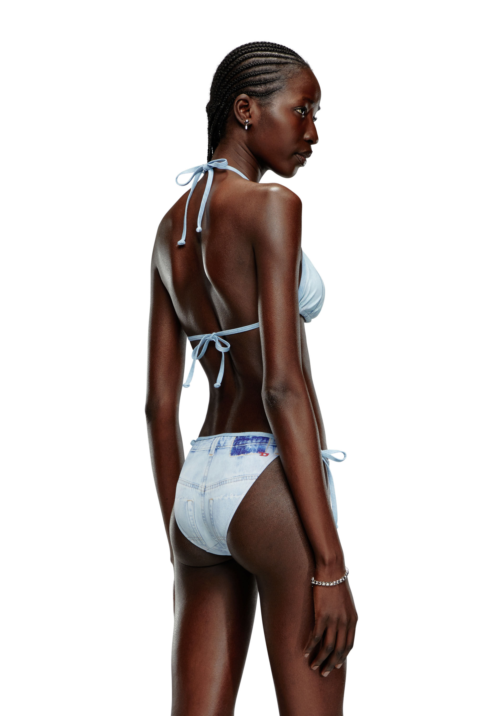 Diesel - BFPN-BRIGITTES, Damen Bikini-Hose mit Denim-Trompe l'oeil in Azurblau - 3
